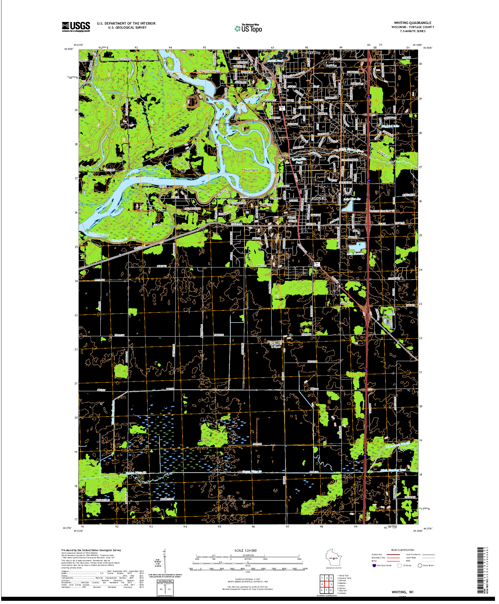 US TOPO 7.5-MINUTE MAP FOR WHITING, WI