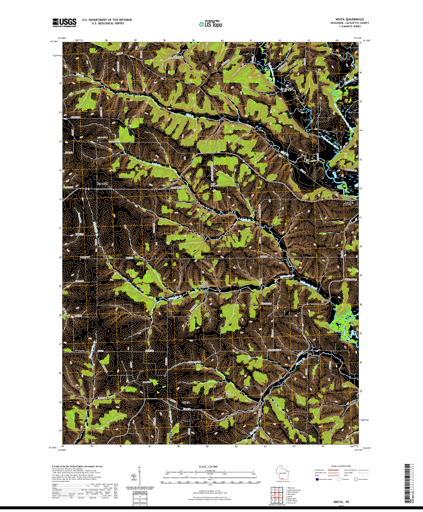 US TOPO 7.5-MINUTE MAP FOR WIOTA, WI