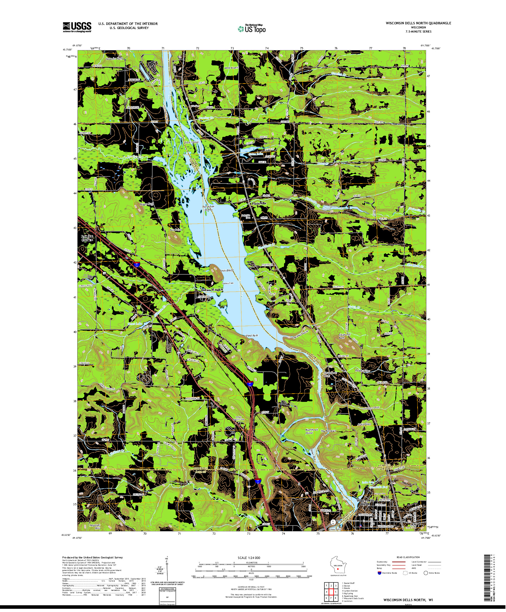 US TOPO 7.5-MINUTE MAP FOR WISCONSIN DELLS NORTH, WI
