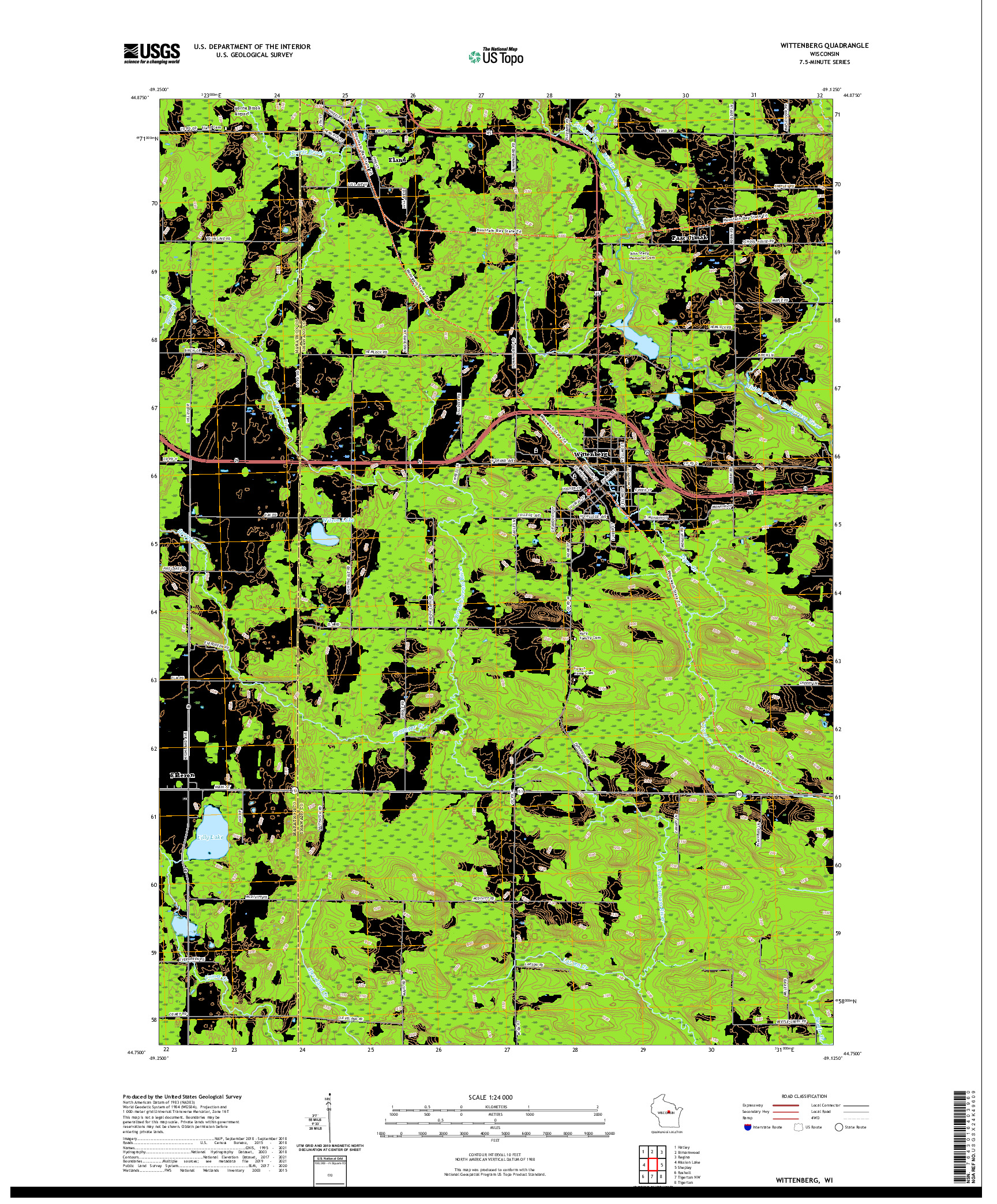 US TOPO 7.5-MINUTE MAP FOR WITTENBERG, WI