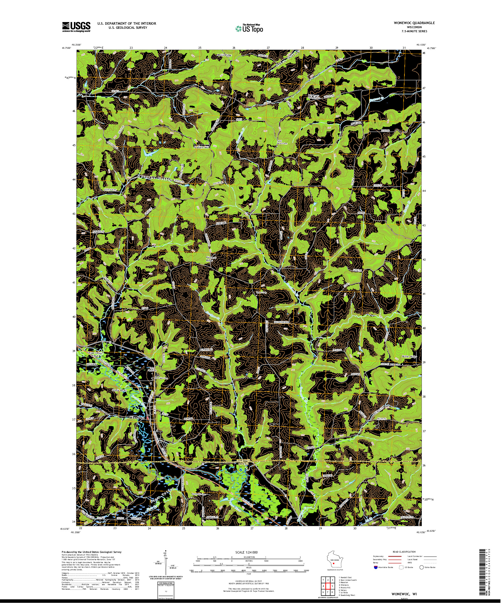 US TOPO 7.5-MINUTE MAP FOR WONEWOC, WI