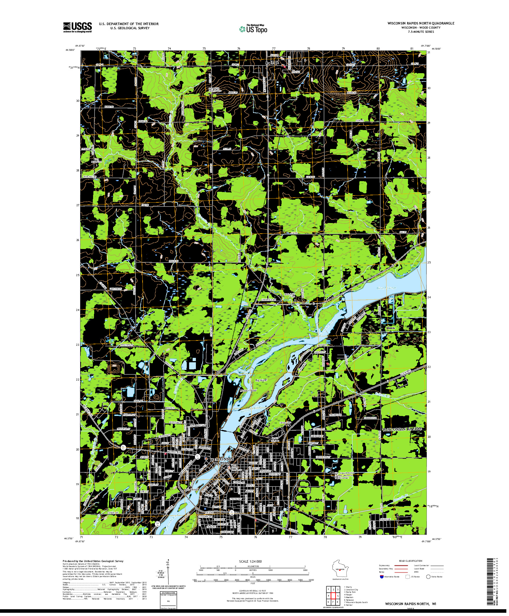 US TOPO 7.5-MINUTE MAP FOR WISCONSIN RAPIDS NORTH, WI