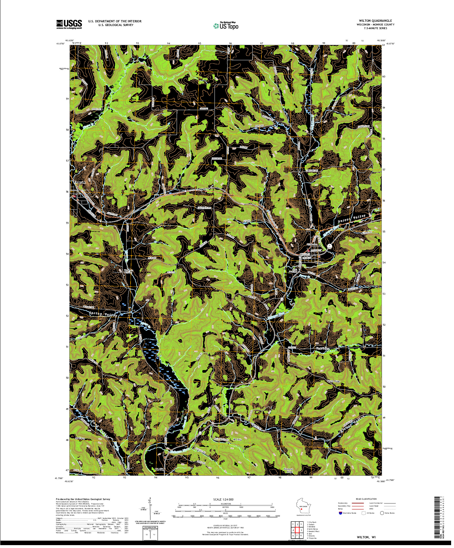 US TOPO 7.5-MINUTE MAP FOR WILTON, WI