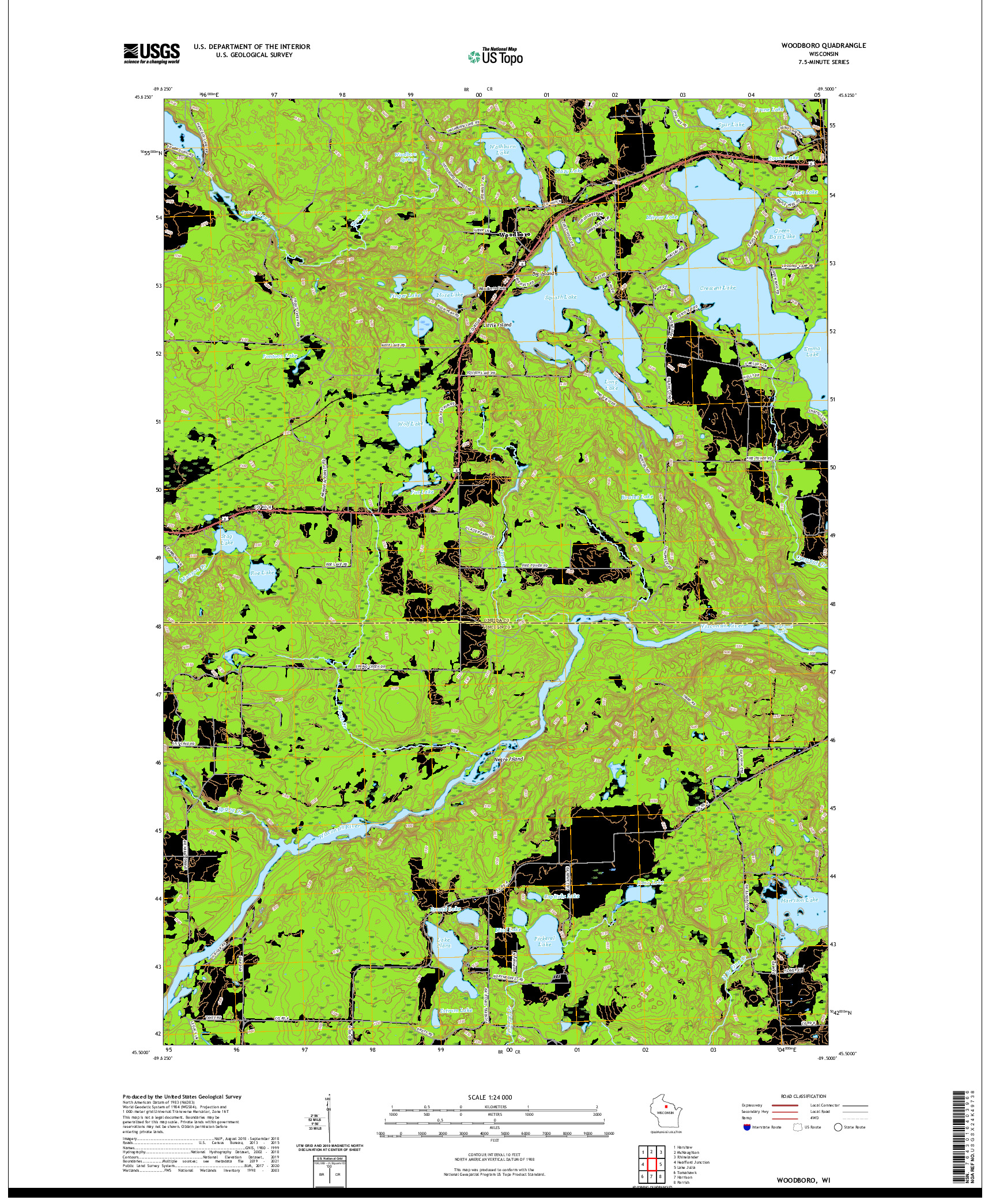 US TOPO 7.5-MINUTE MAP FOR WOODBORO, WI