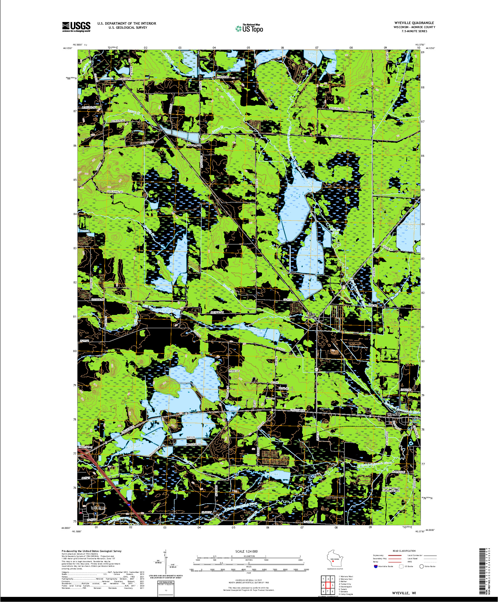 US TOPO 7.5-MINUTE MAP FOR WYEVILLE, WI