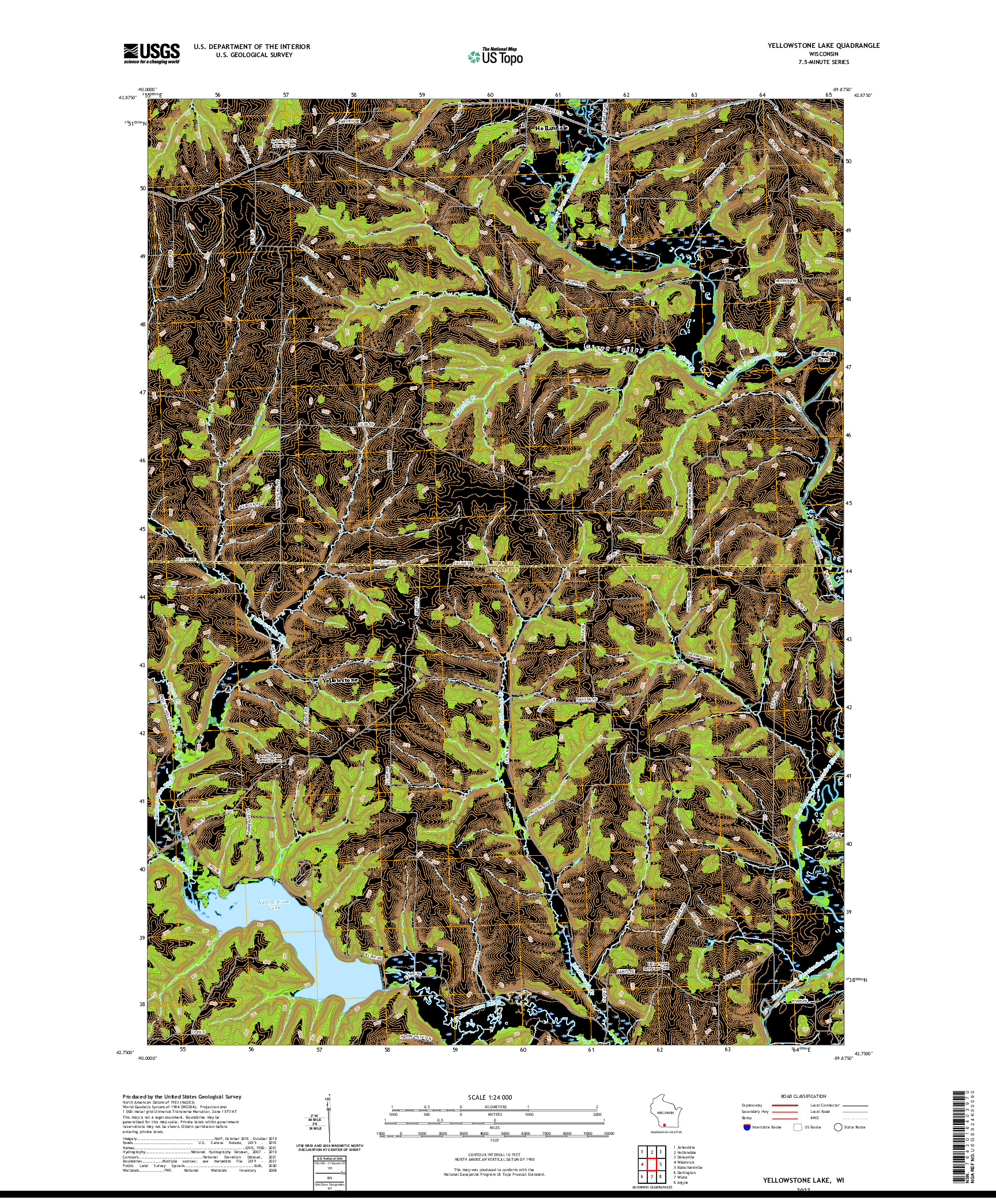 US TOPO 7.5-MINUTE MAP FOR YELLOWSTONE LAKE, WI