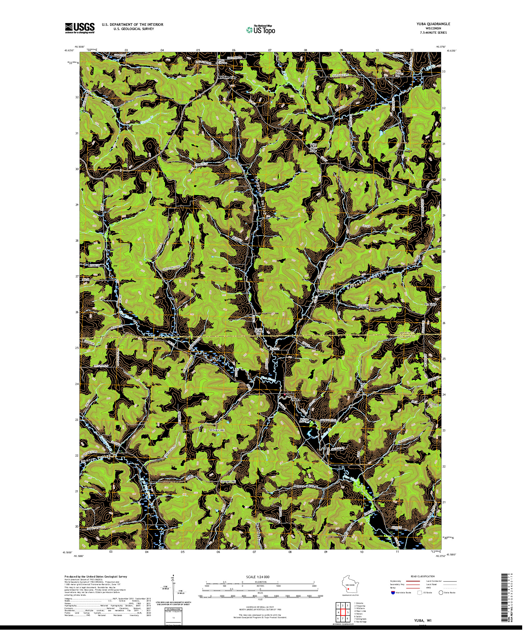 US TOPO 7.5-MINUTE MAP FOR YUBA, WI