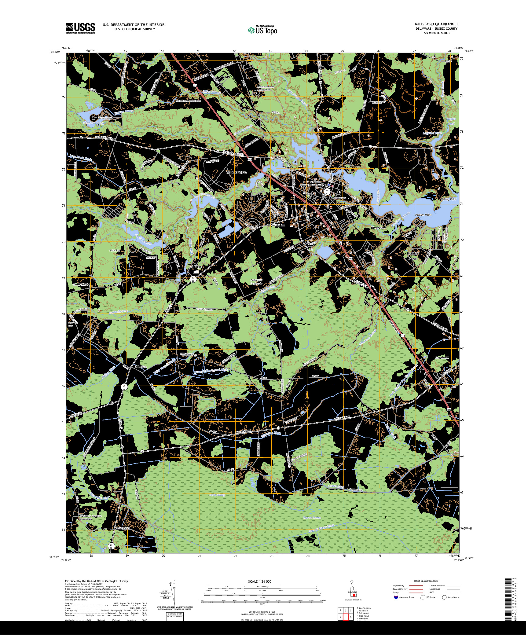 US TOPO 7.5-MINUTE MAP FOR MILLSBORO, DE