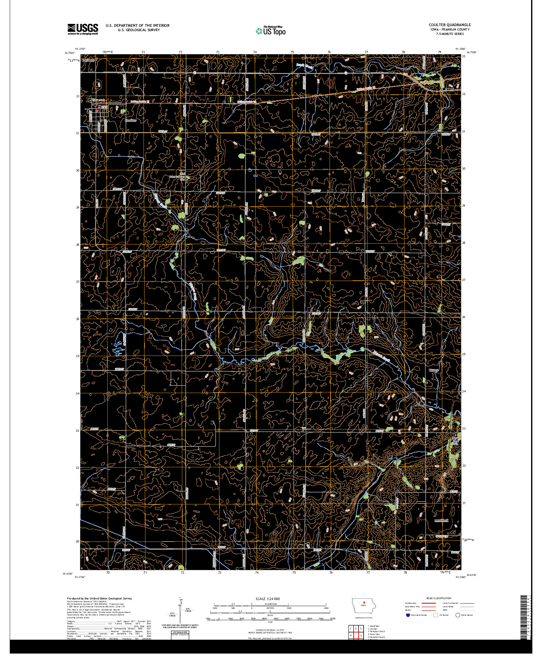 US TOPO 7.5-MINUTE MAP FOR COULTER, IA