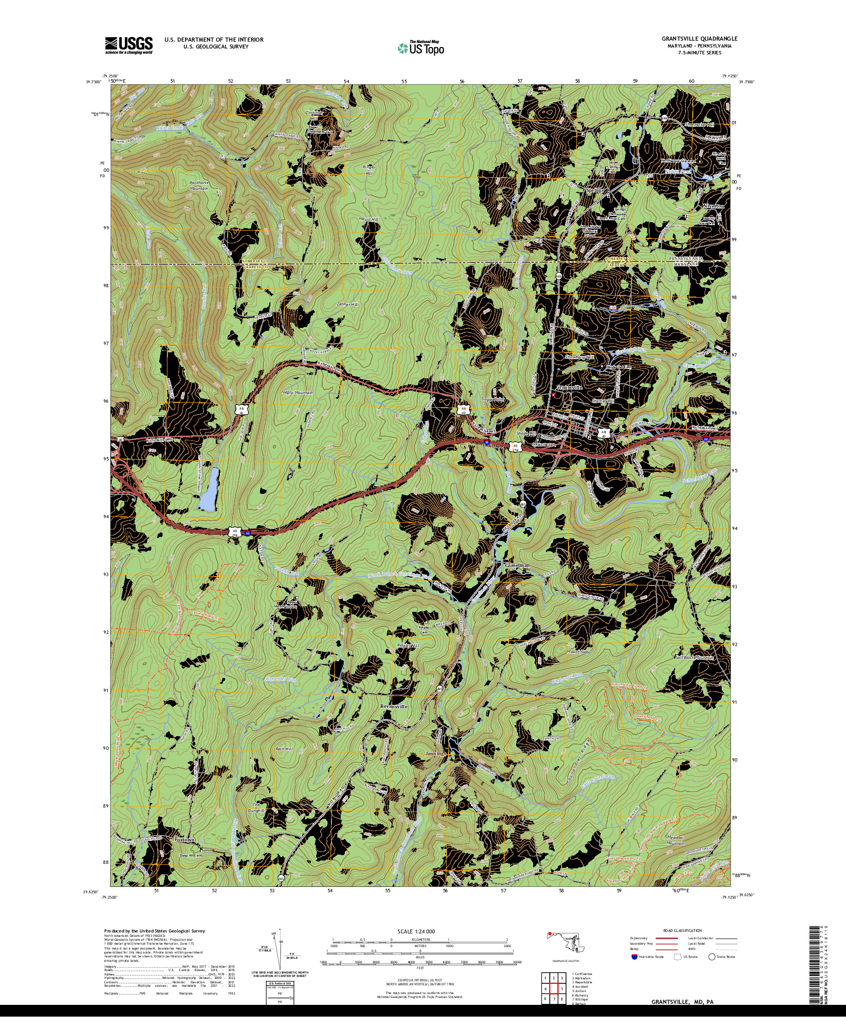 US TOPO 7.5-MINUTE MAP FOR GRANTSVILLE, MD,PA