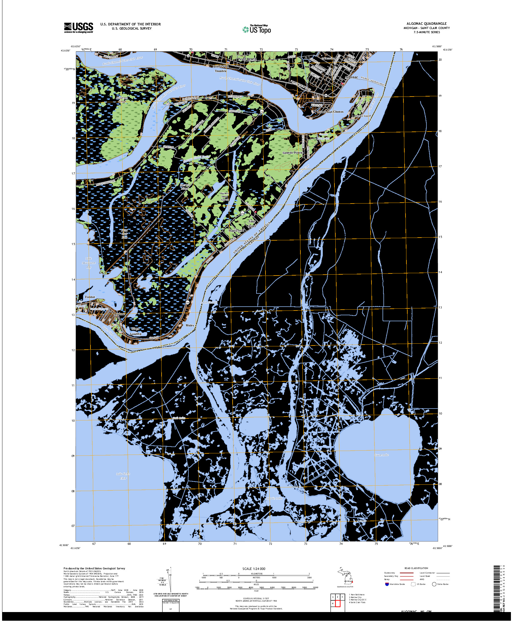 US TOPO 7.5-MINUTE MAP FOR ALGONAC, MI,ON