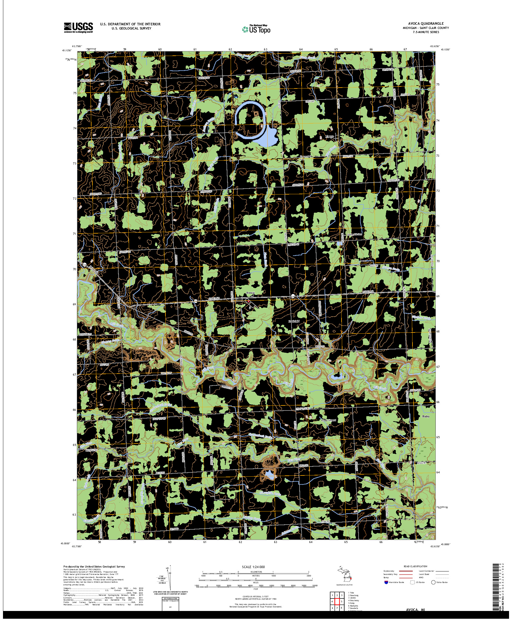 US TOPO 7.5-MINUTE MAP FOR AVOCA, MI