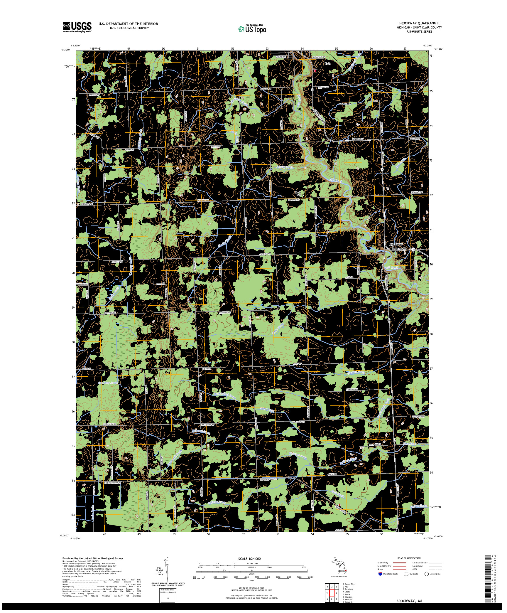 US TOPO 7.5-MINUTE MAP FOR BROCKWAY, MI