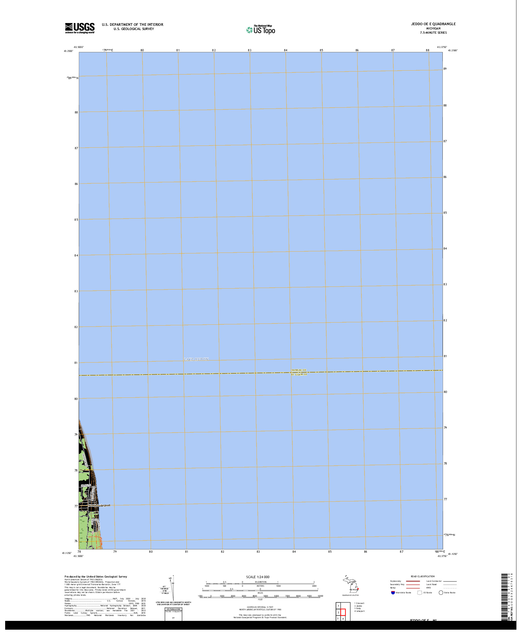 US TOPO 7.5-MINUTE MAP FOR JEDDO OE E, MI