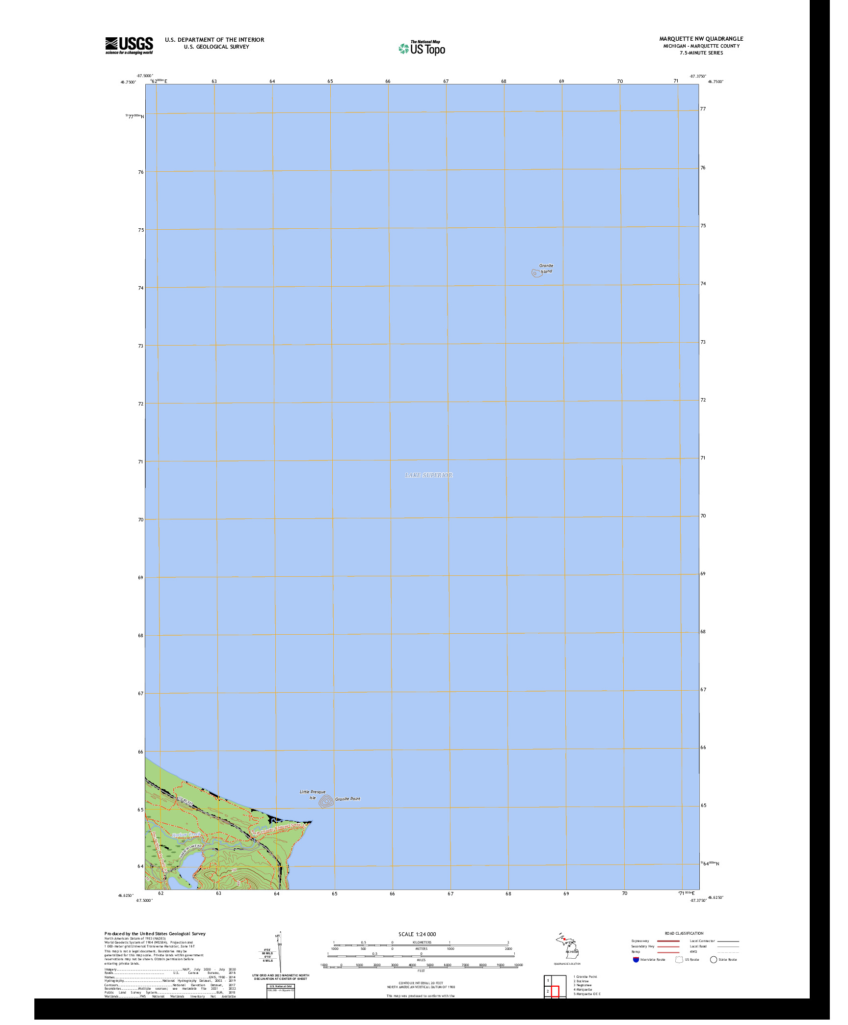US TOPO 7.5-MINUTE MAP FOR MARQUETTE NW, MI