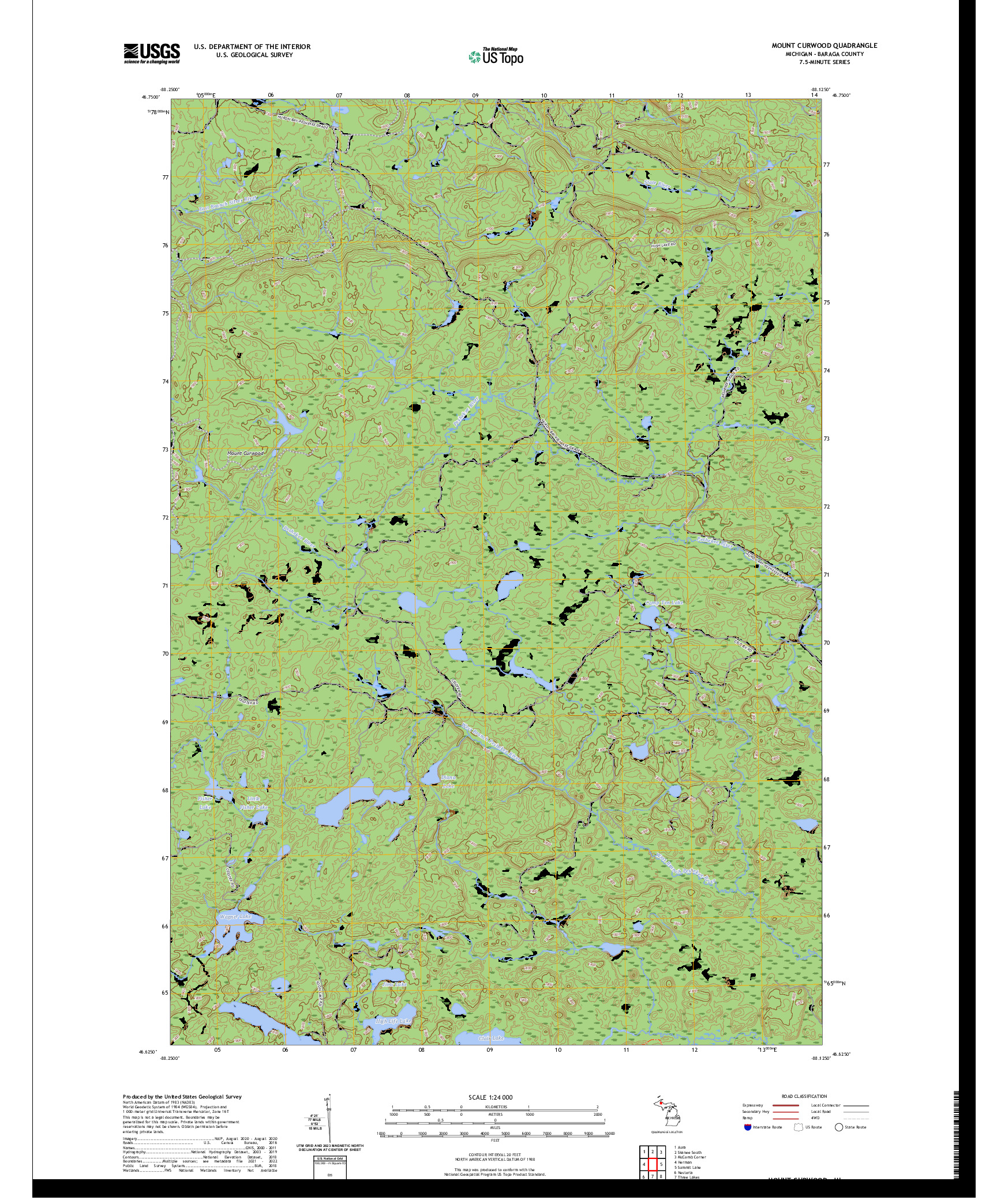 US TOPO 7.5-MINUTE MAP FOR MOUNT CURWOOD, MI
