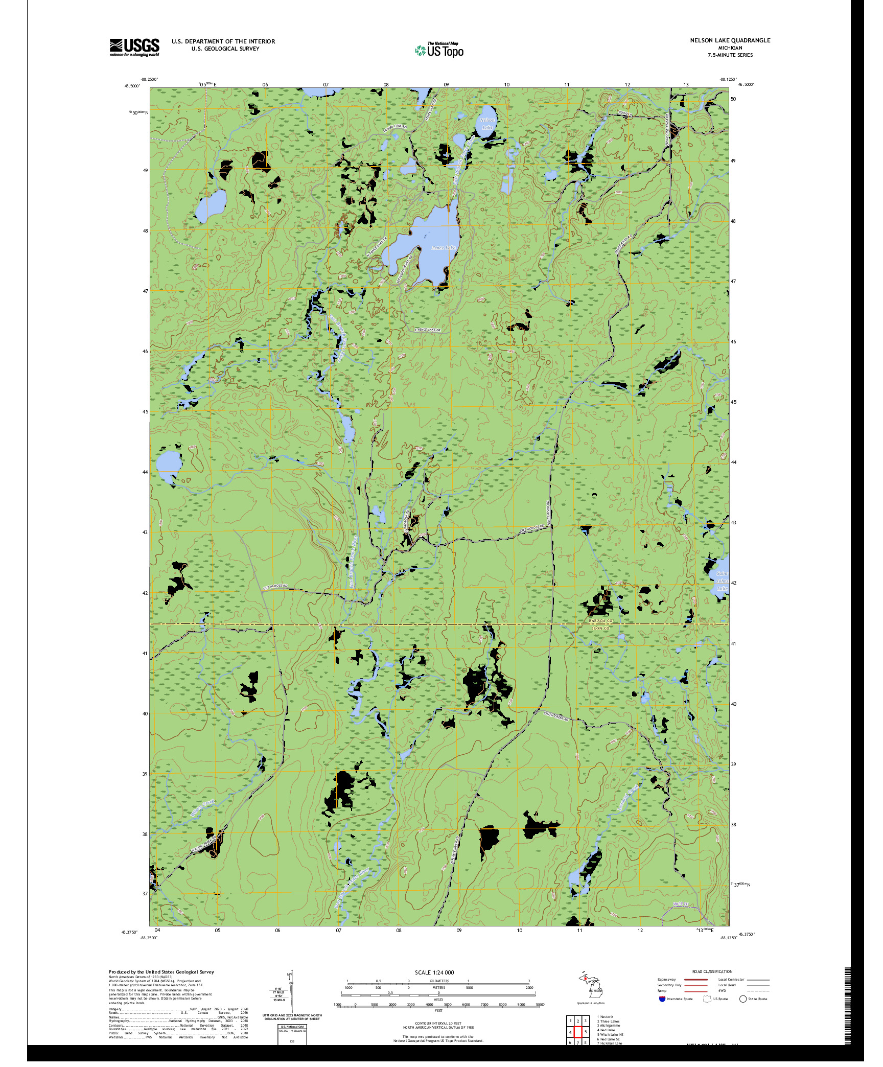US TOPO 7.5-MINUTE MAP FOR NELSON LAKE, MI