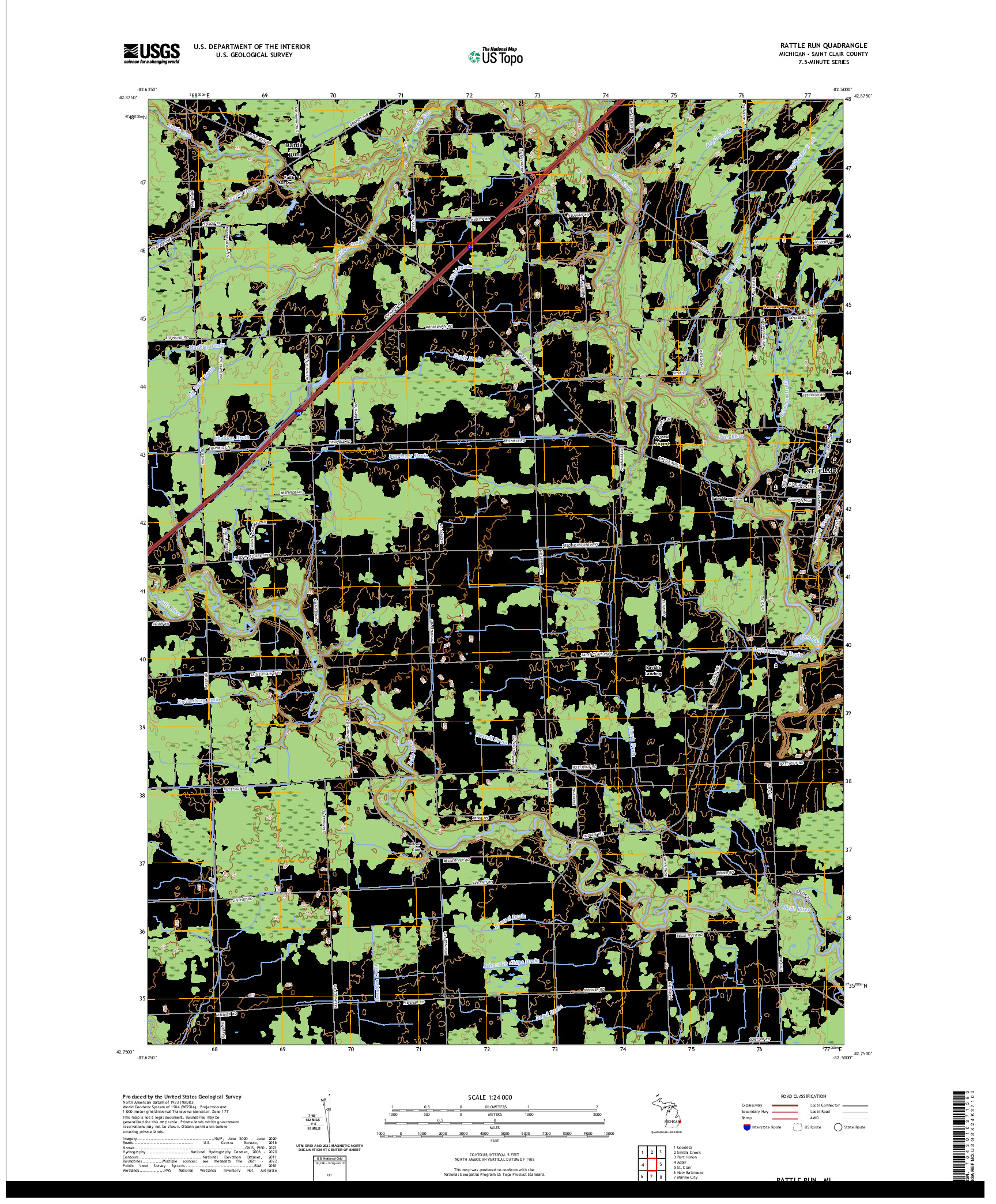 US TOPO 7.5-MINUTE MAP FOR RATTLE RUN, MI