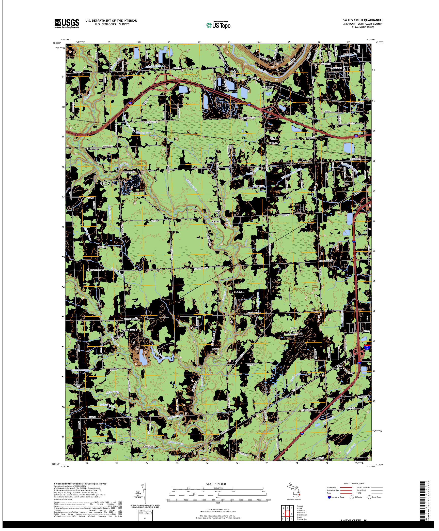 US TOPO 7.5-MINUTE MAP FOR SMITHS CREEK, MI