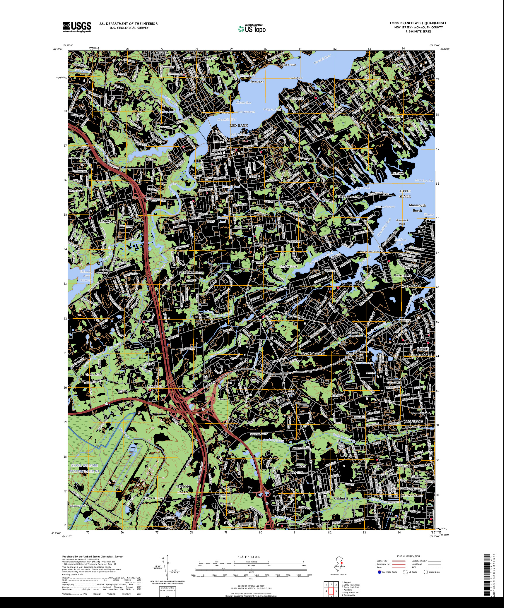 US TOPO 7.5-MINUTE MAP FOR LONG BRANCH WEST, NJ