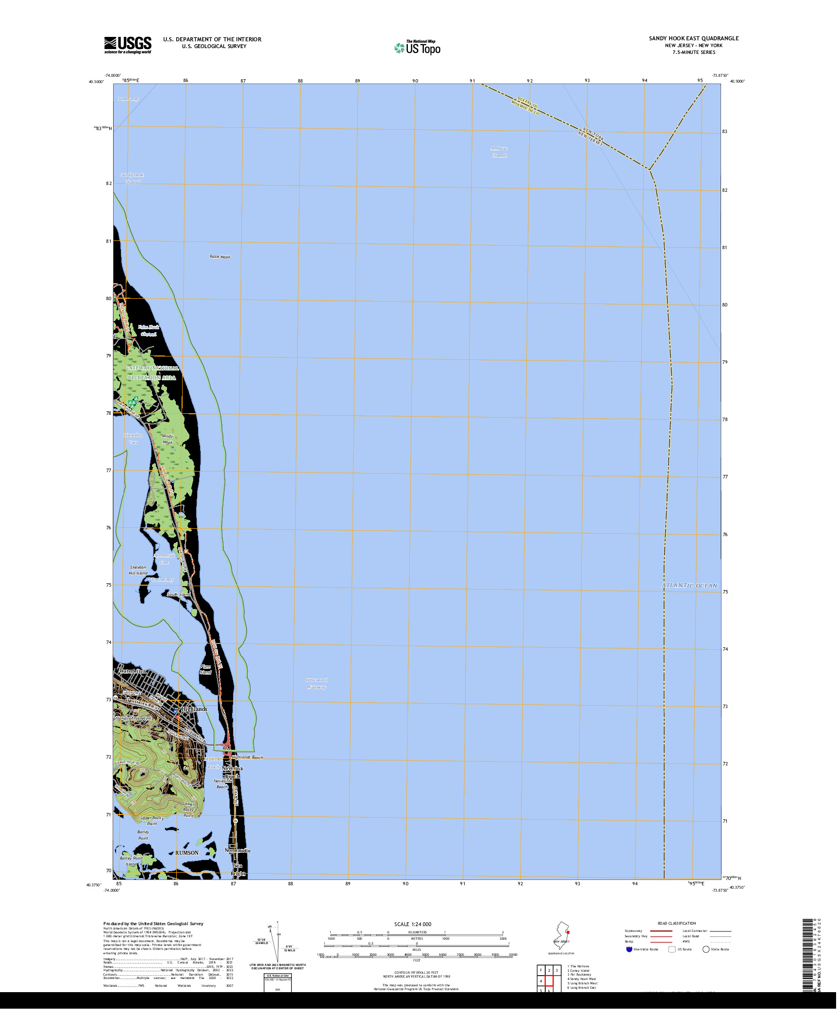 US TOPO 7.5-MINUTE MAP FOR SANDY HOOK EAST, NJ,NY