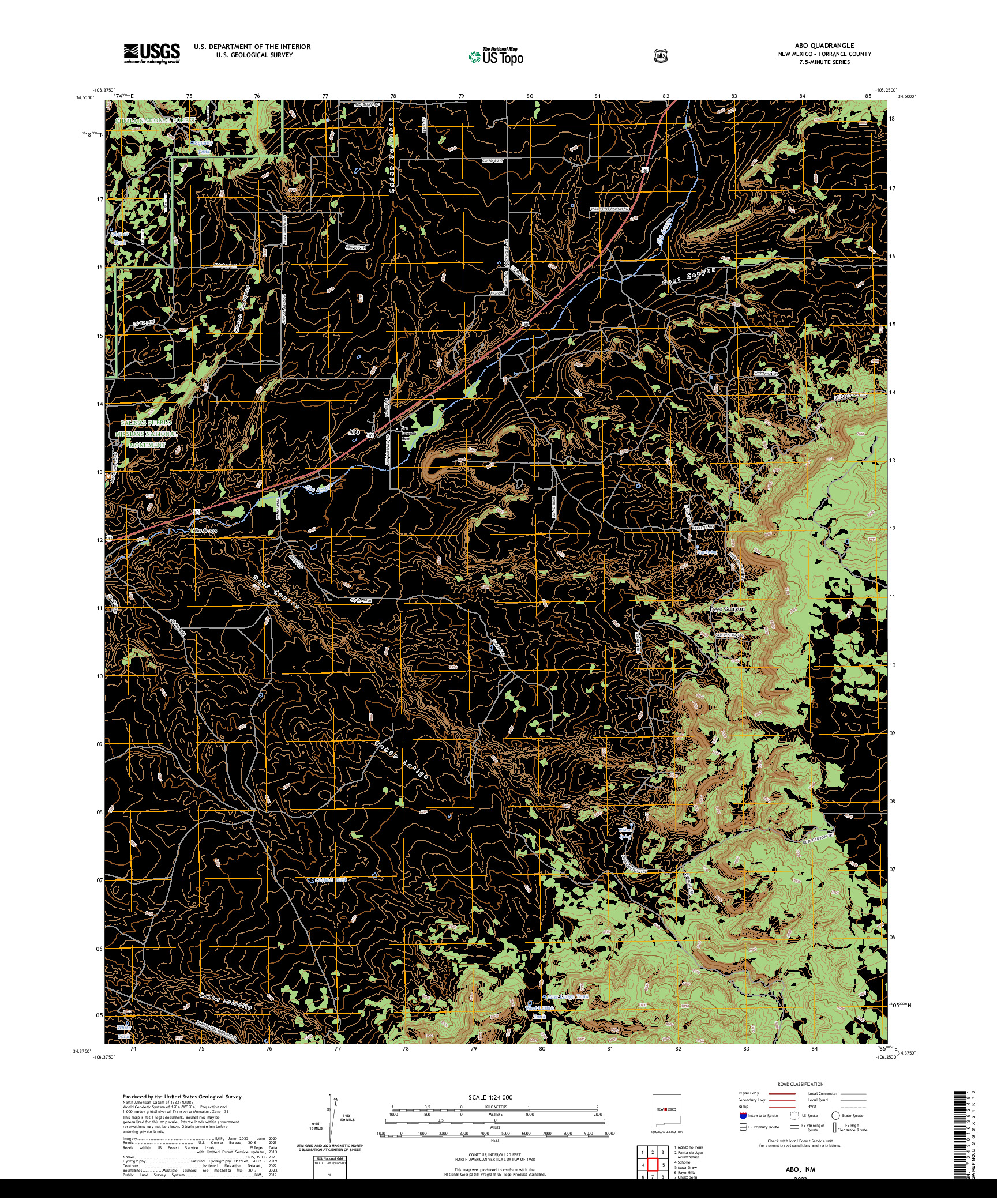 US TOPO 7.5-MINUTE MAP FOR ABO, NM