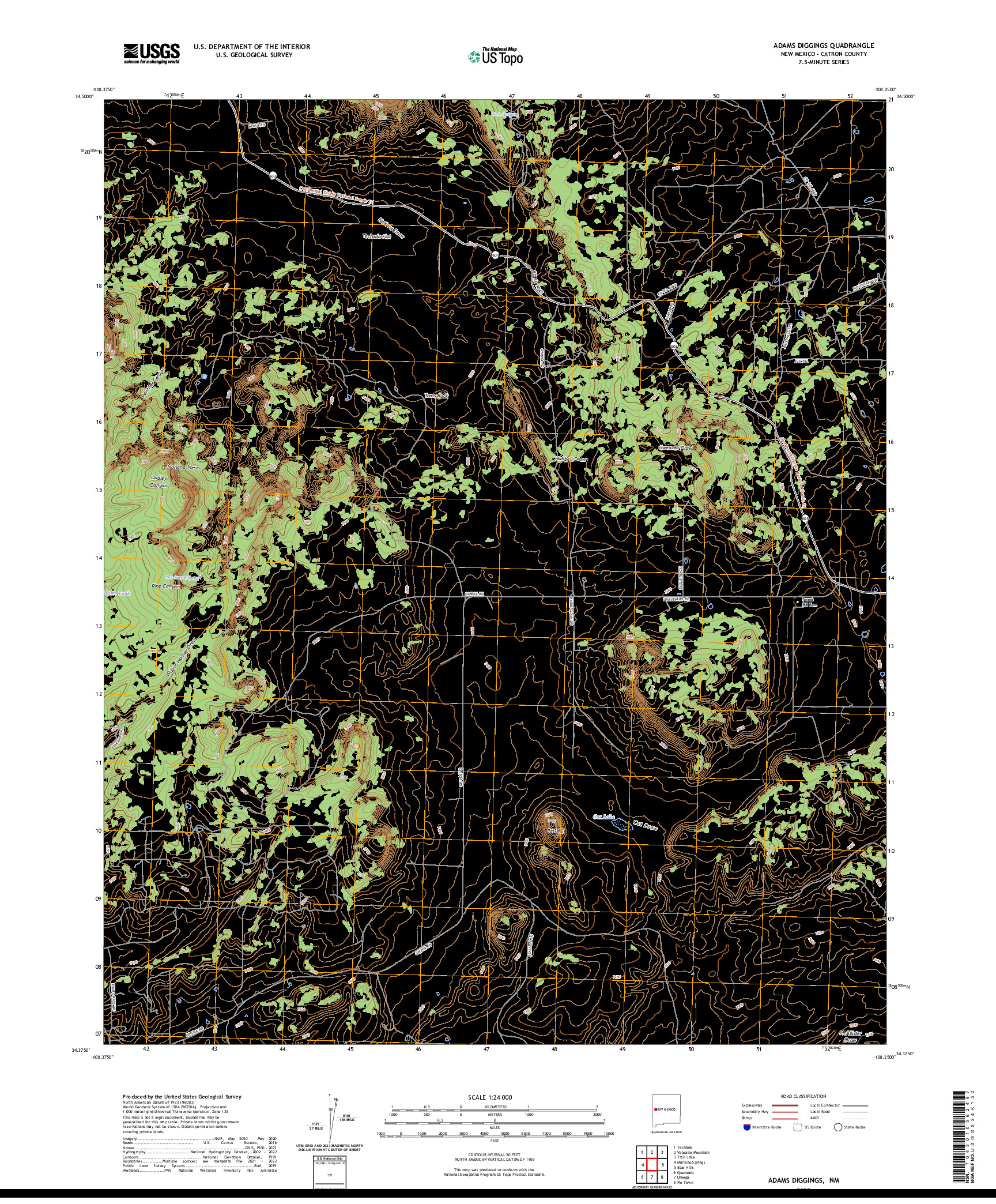 US TOPO 7.5-MINUTE MAP FOR ADAMS DIGGINGS, NM