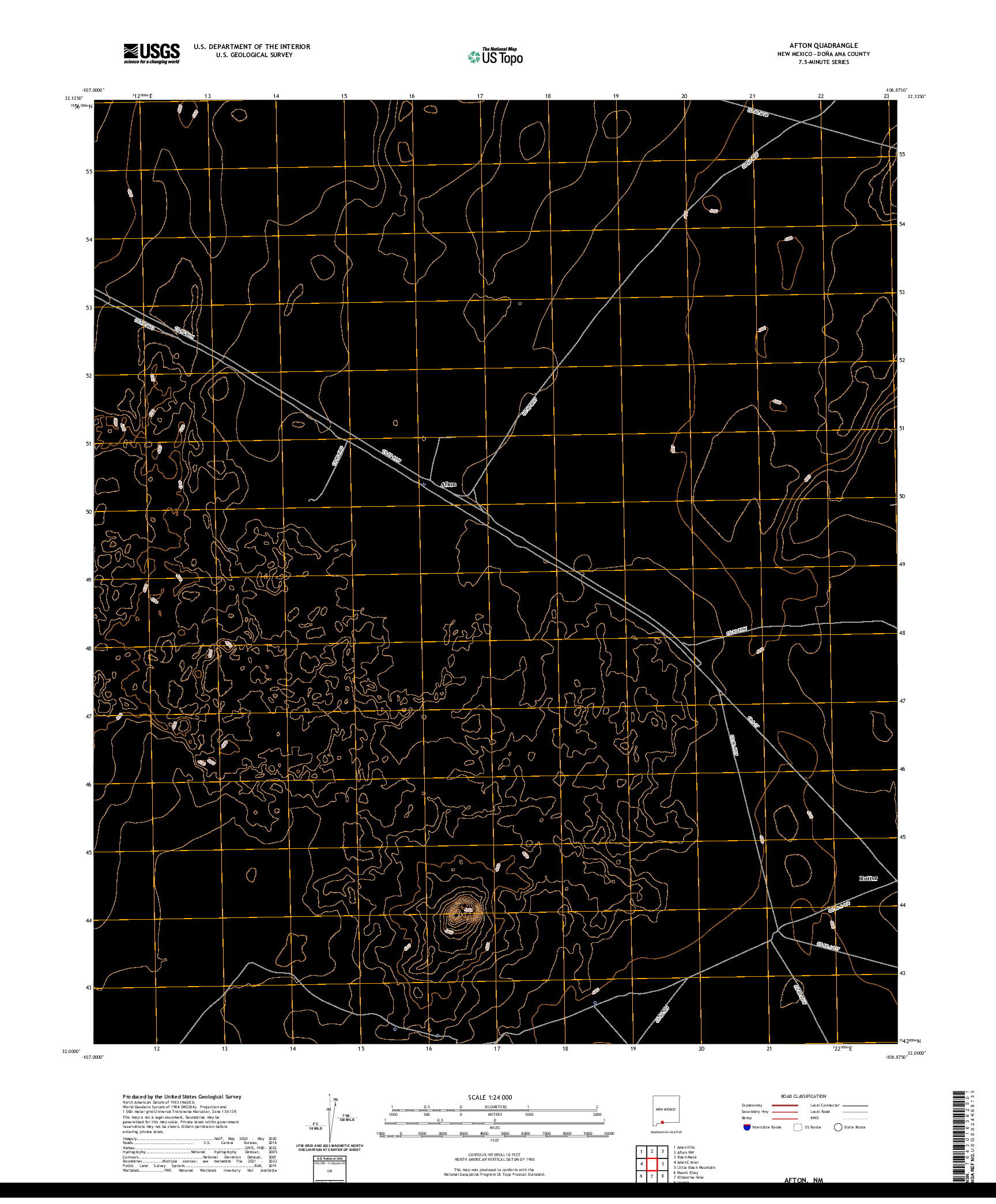 US TOPO 7.5-MINUTE MAP FOR AFTON, NM