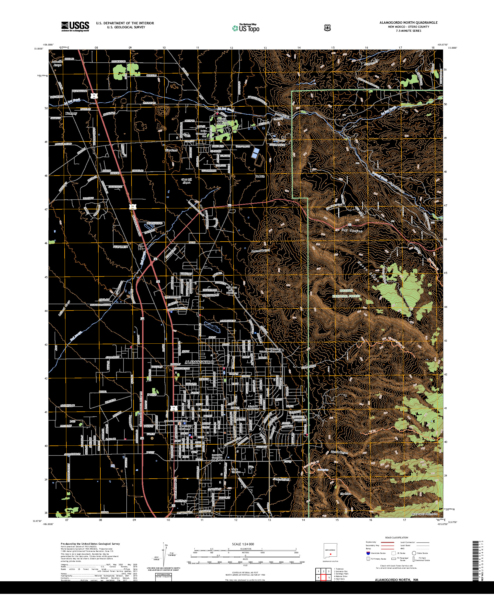 US TOPO 7.5-MINUTE MAP FOR ALAMOGORDO NORTH, NM