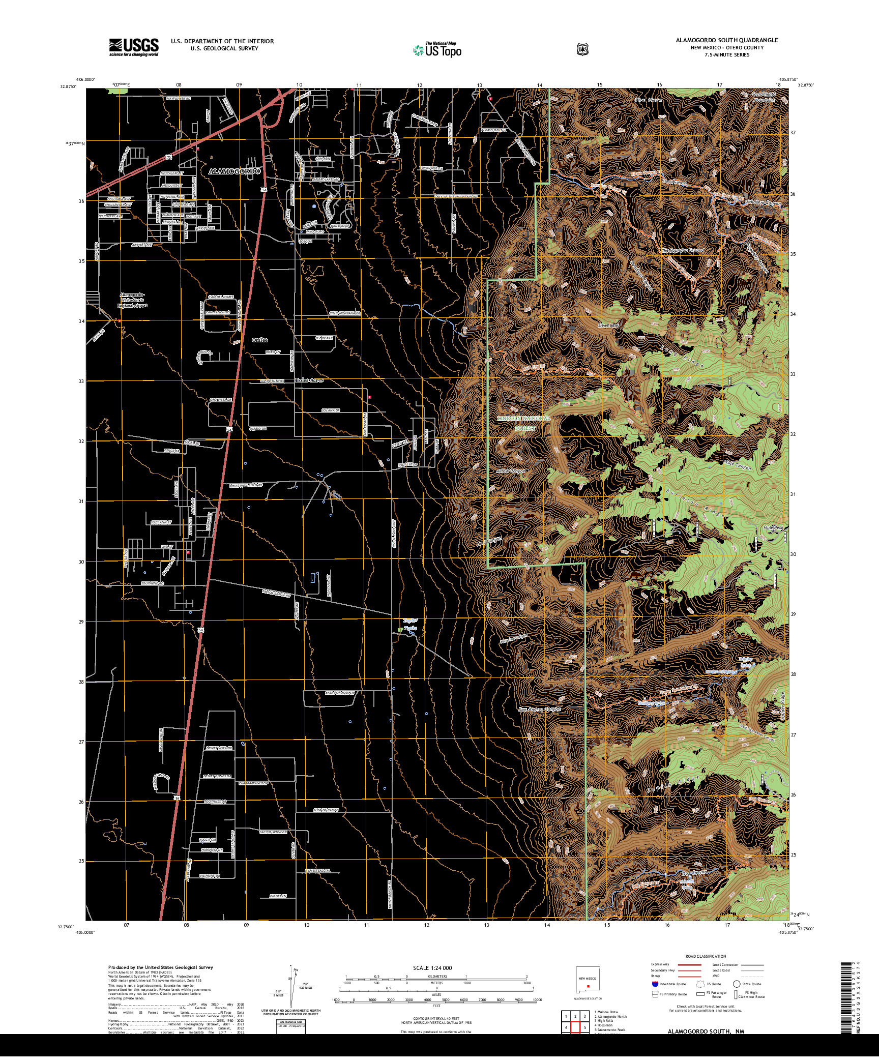 US TOPO 7.5-MINUTE MAP FOR ALAMOGORDO SOUTH, NM
