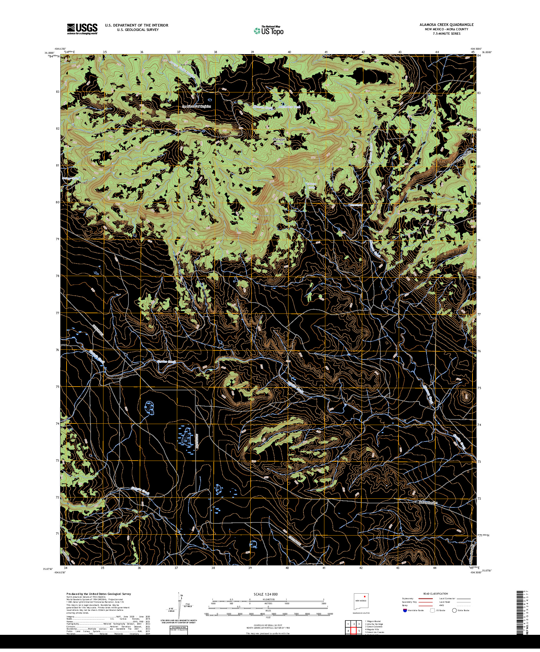 US TOPO 7.5-MINUTE MAP FOR ALAMOSA CREEK, NM