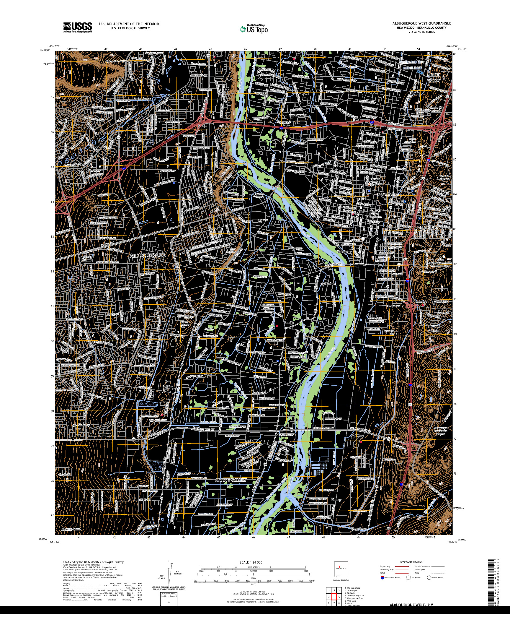 US TOPO 7.5-MINUTE MAP FOR ALBUQUERQUE WEST, NM