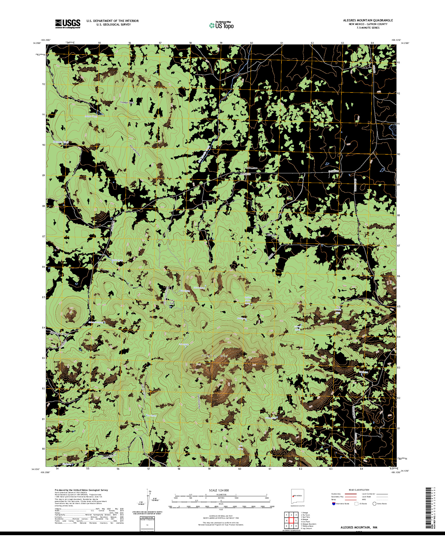 US TOPO 7.5-MINUTE MAP FOR ALEGRES MOUNTAIN, NM