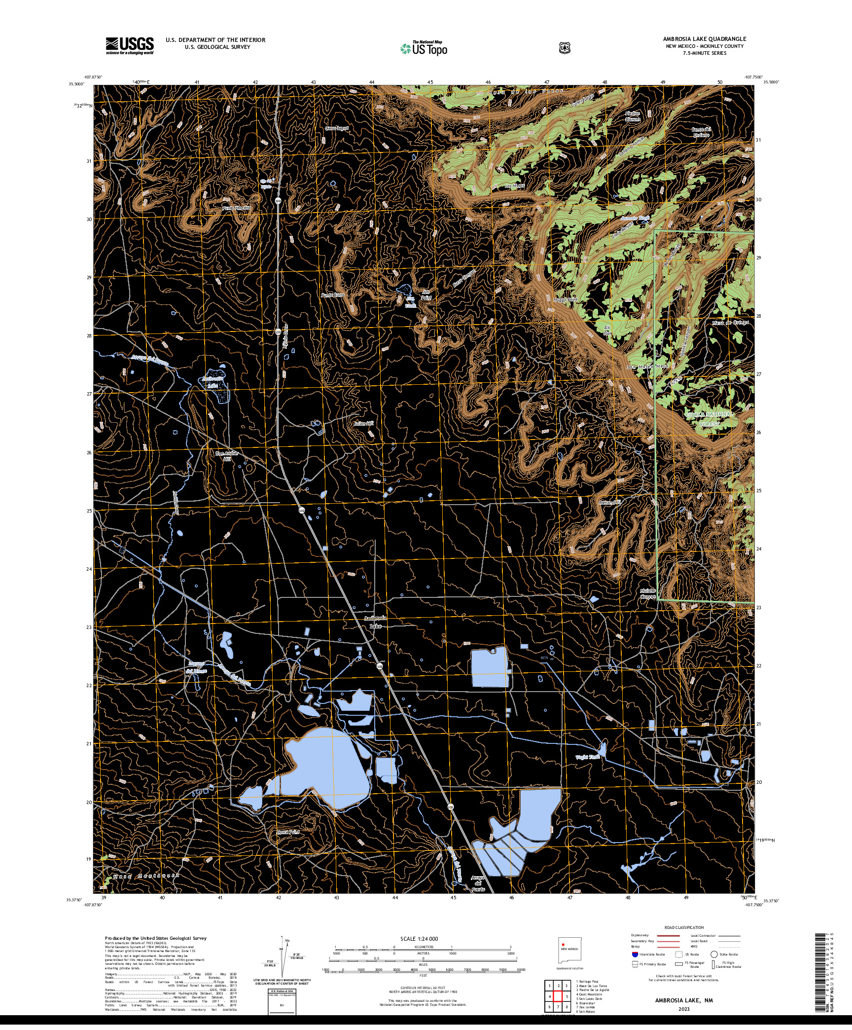 US TOPO 7.5-MINUTE MAP FOR AMBROSIA LAKE, NM