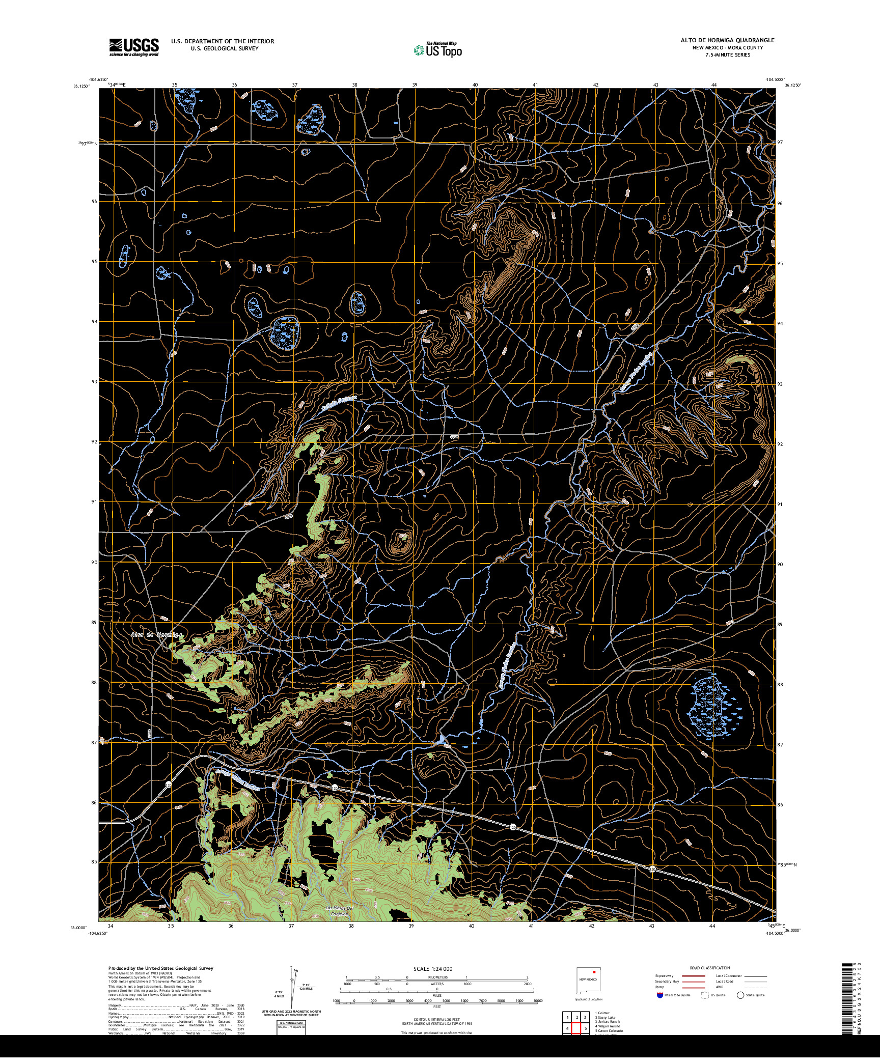 US TOPO 7.5-MINUTE MAP FOR ALTO DE HORMIGA, NM