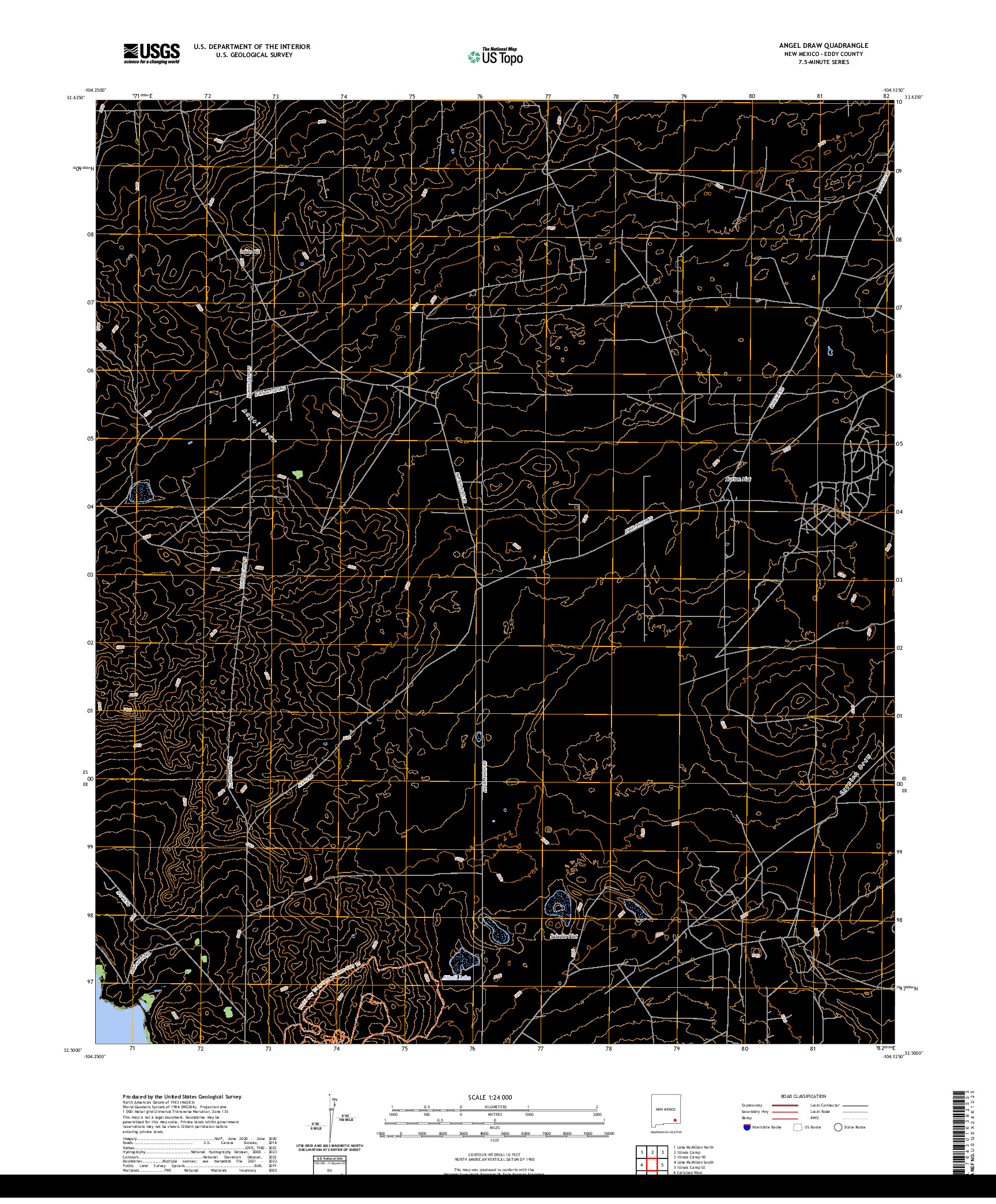 US TOPO 7.5-MINUTE MAP FOR ANGEL DRAW, NM