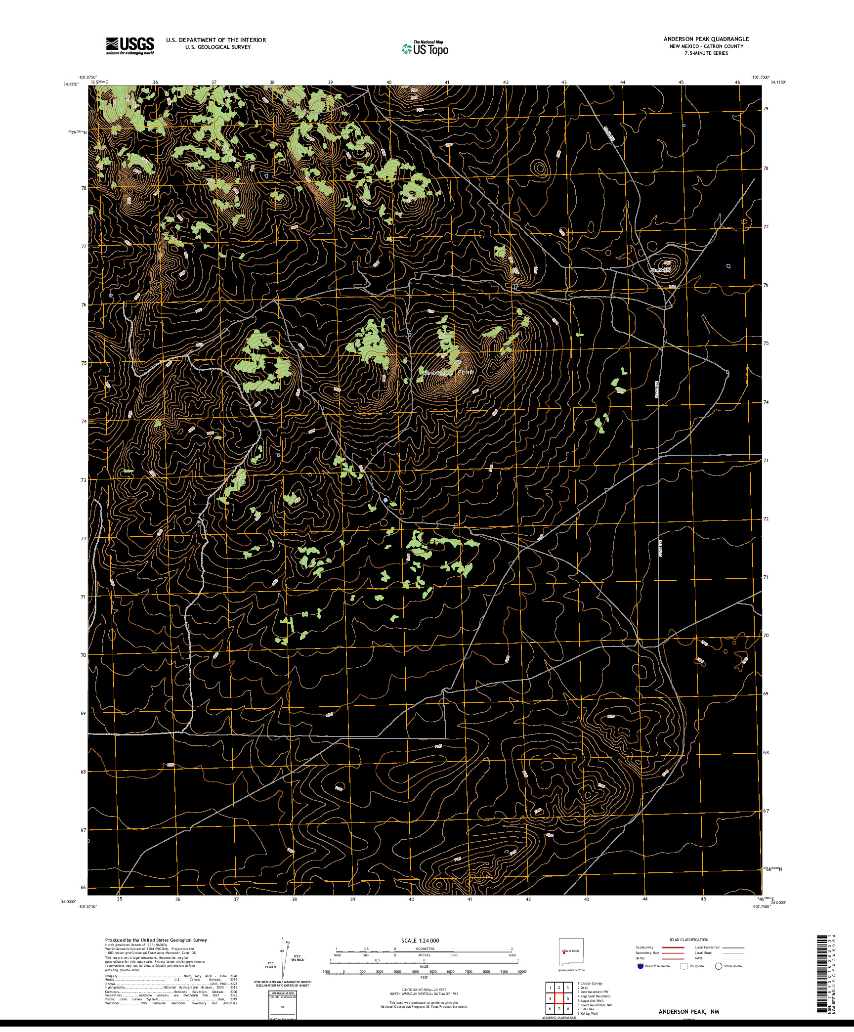 US TOPO 7.5-MINUTE MAP FOR ANDERSON PEAK, NM