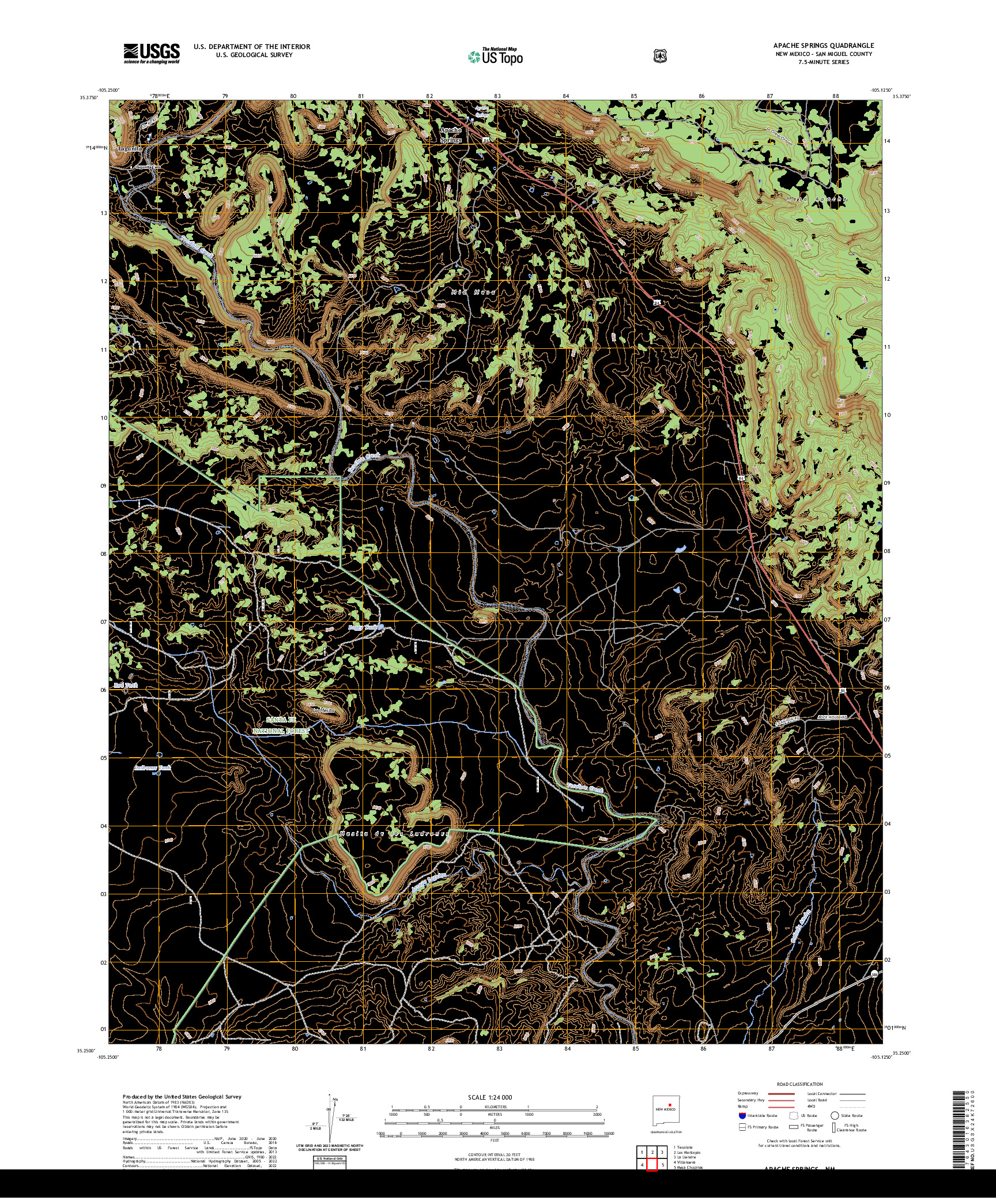 US TOPO 7.5-MINUTE MAP FOR APACHE SPRINGS, NM