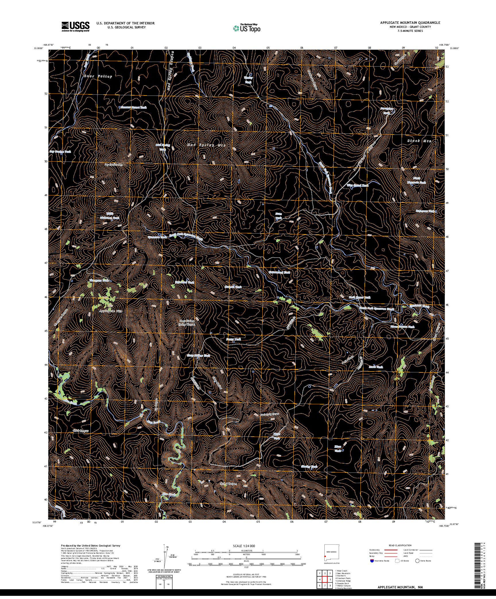 US TOPO 7.5-MINUTE MAP FOR APPLEGATE MOUNTAIN, NM
