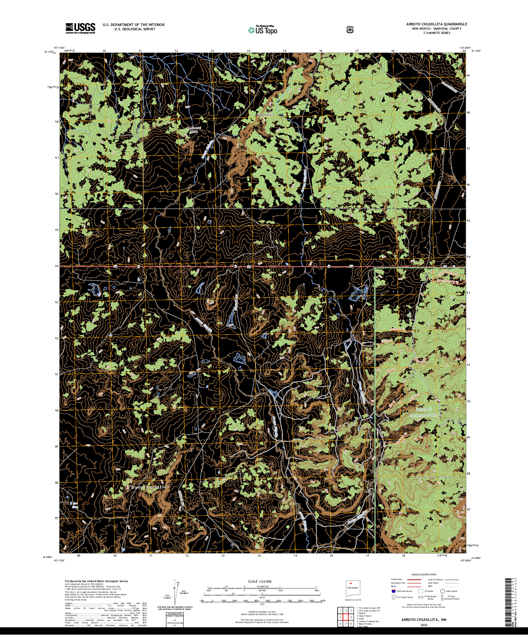 US TOPO 7.5-MINUTE MAP FOR ARROYO CHIJUILLITA, NM