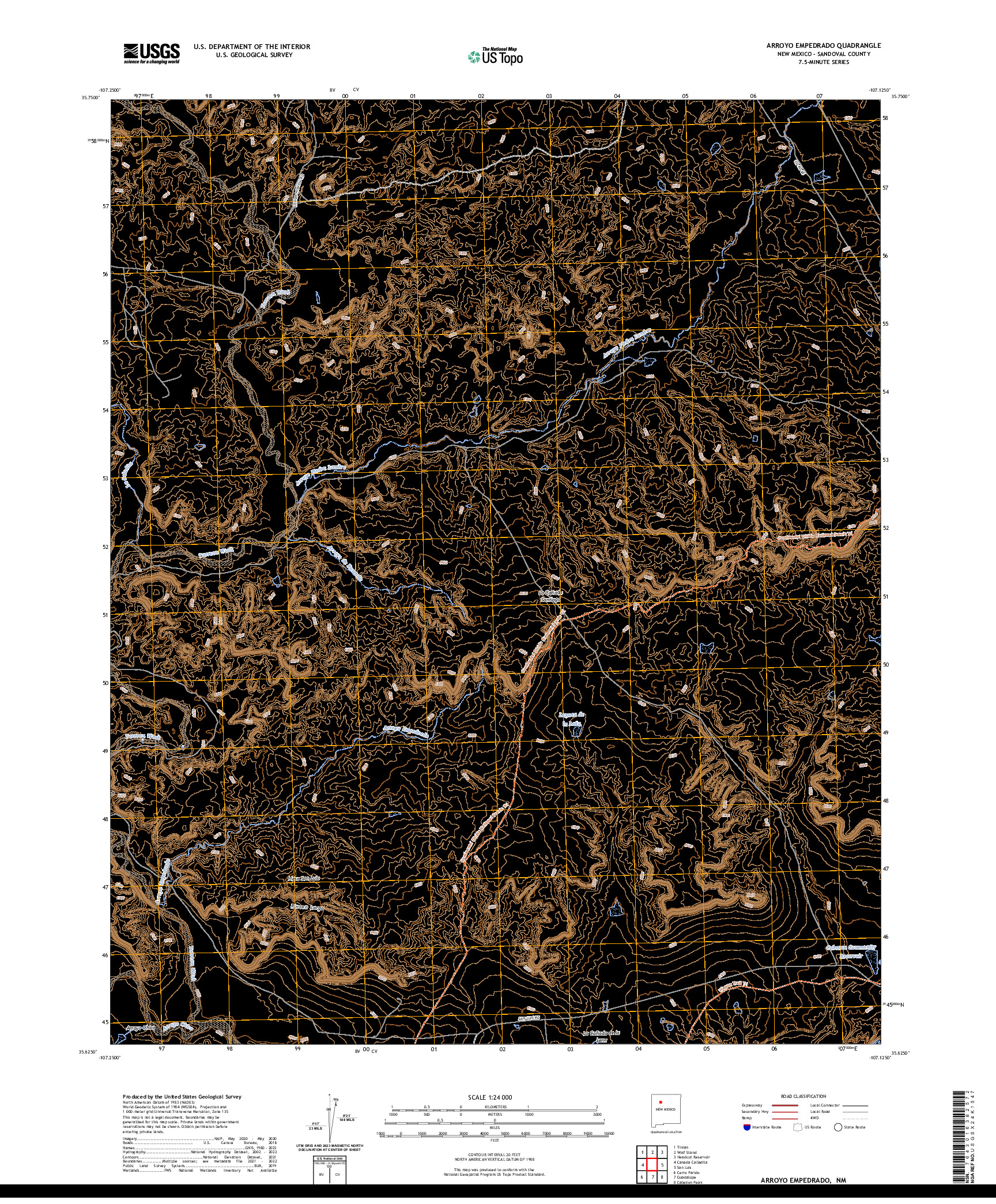 US TOPO 7.5-MINUTE MAP FOR ARROYO EMPEDRADO, NM
