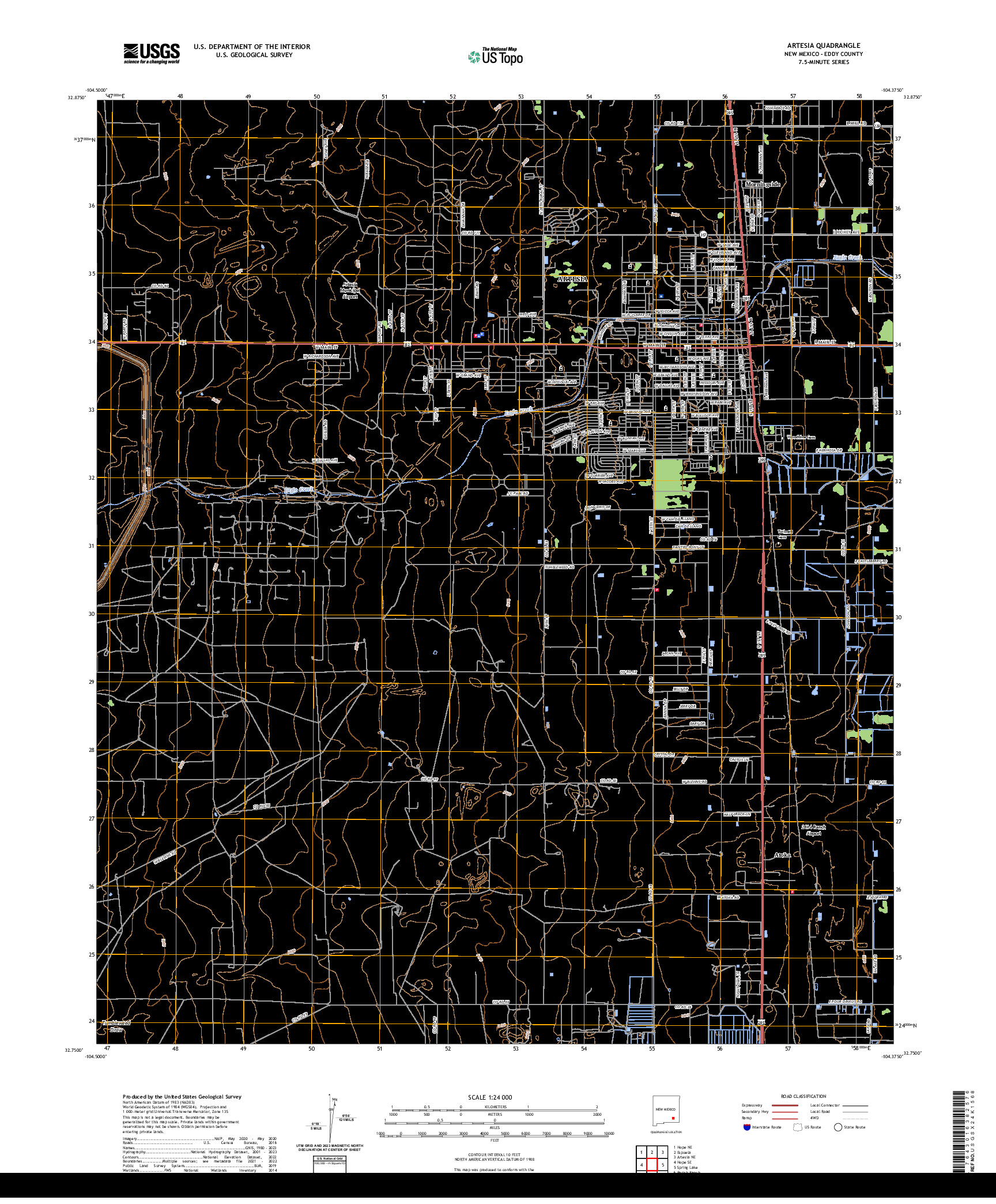 US TOPO 7.5-MINUTE MAP FOR ARTESIA, NM