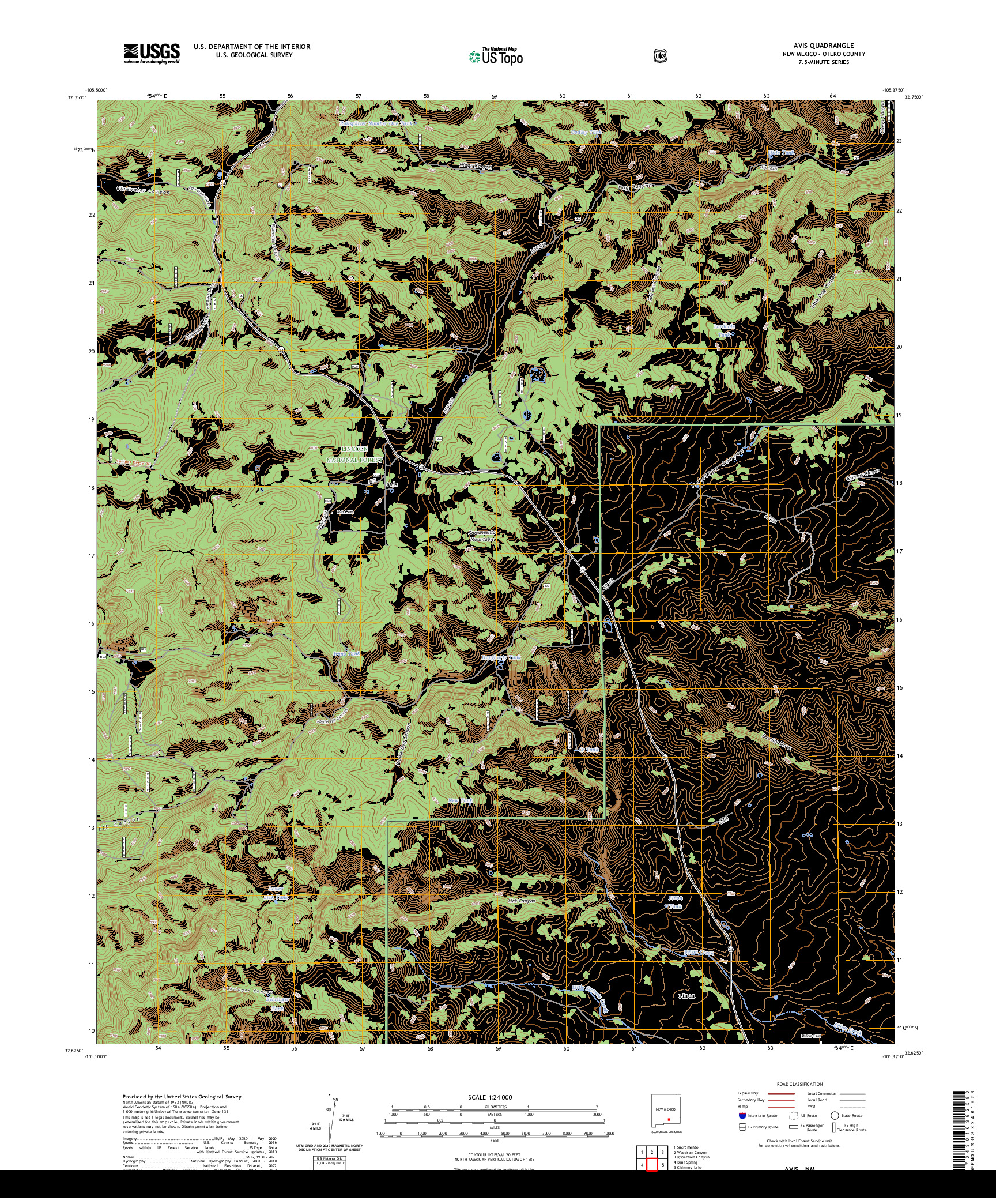 US TOPO 7.5-MINUTE MAP FOR AVIS, NM