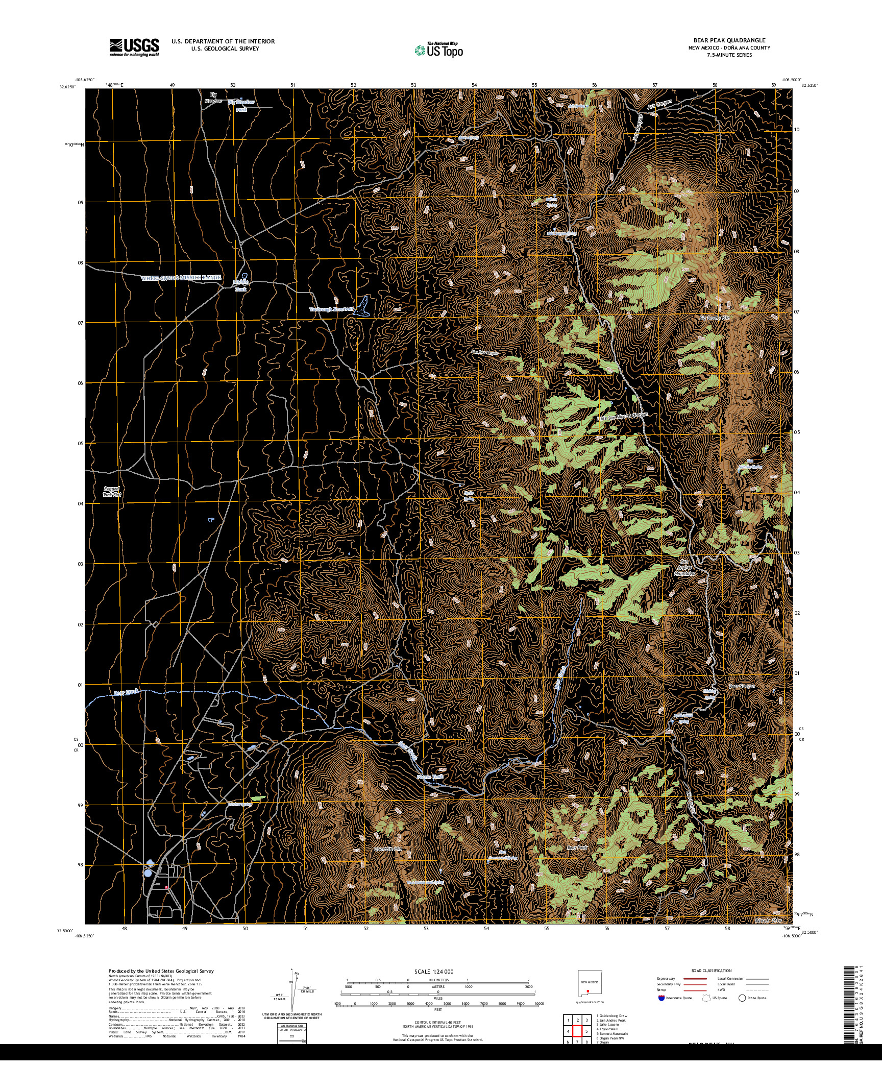US TOPO 7.5-MINUTE MAP FOR BEAR PEAK, NM