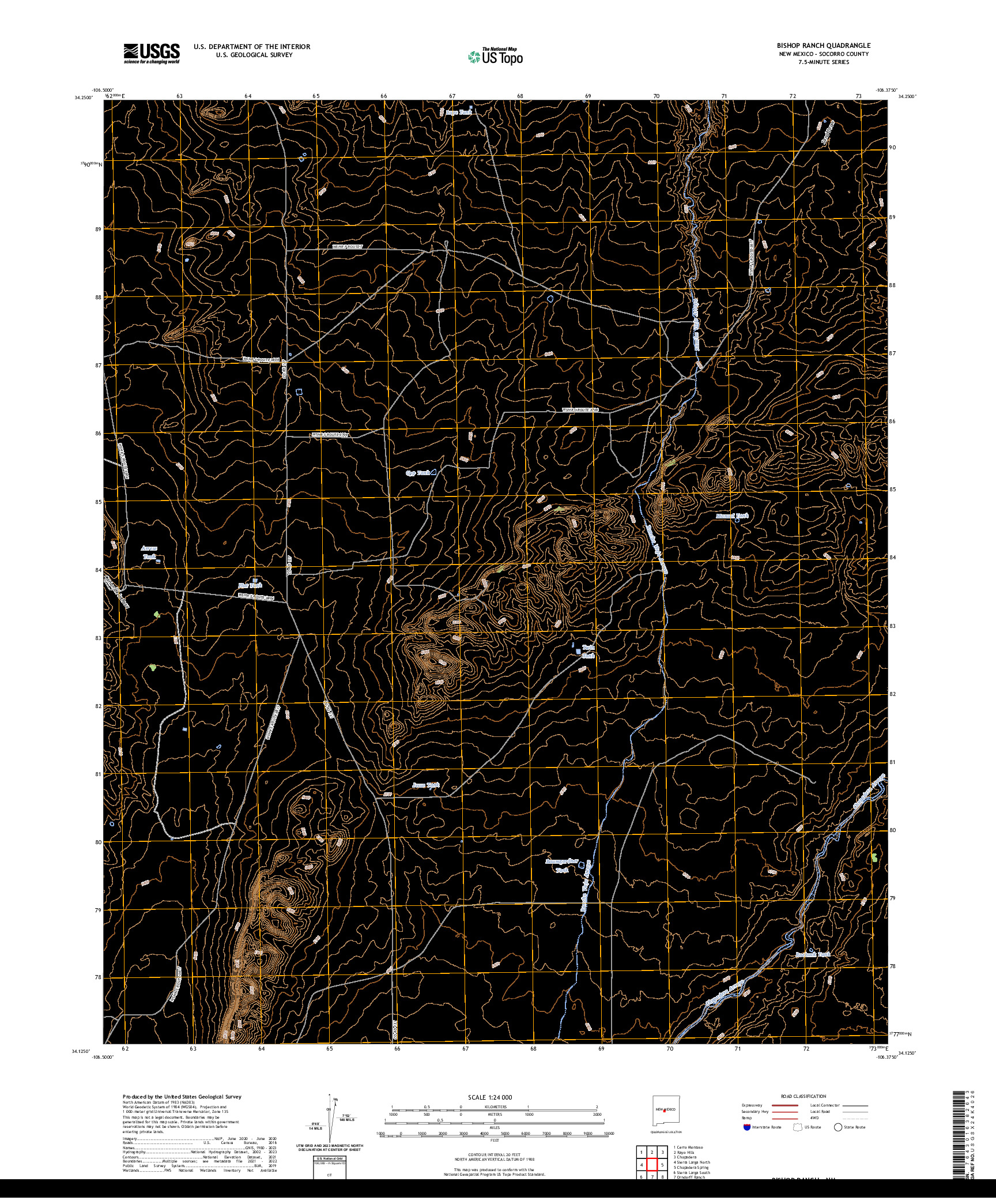 US TOPO 7.5-MINUTE MAP FOR BISHOP RANCH, NM
