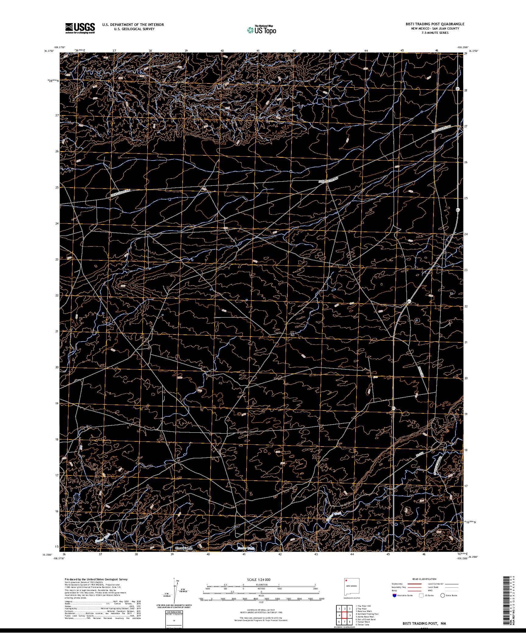 US TOPO 7.5-MINUTE MAP FOR BISTI TRADING POST, NM