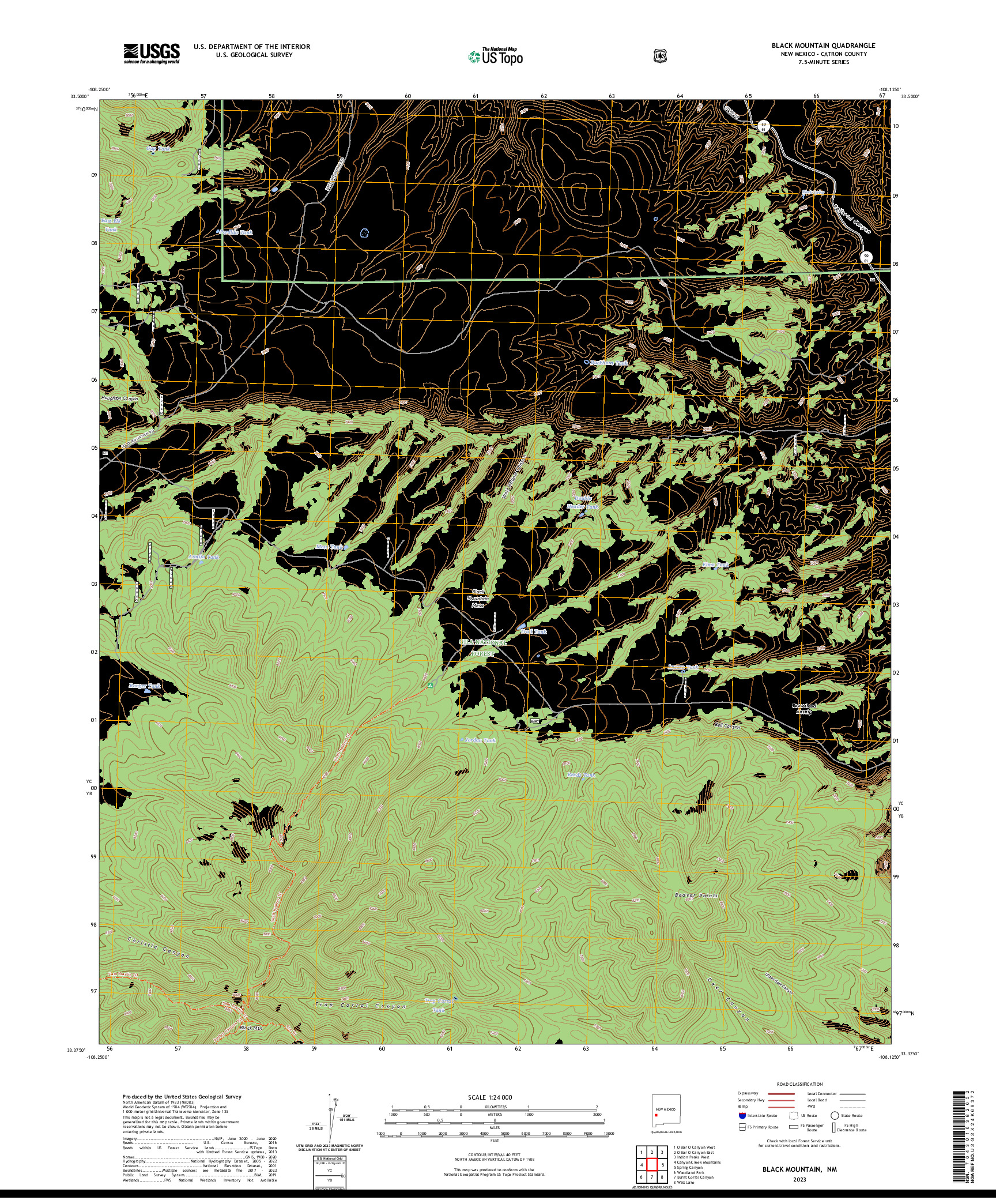 US TOPO 7.5-MINUTE MAP FOR BLACK MOUNTAIN, NM