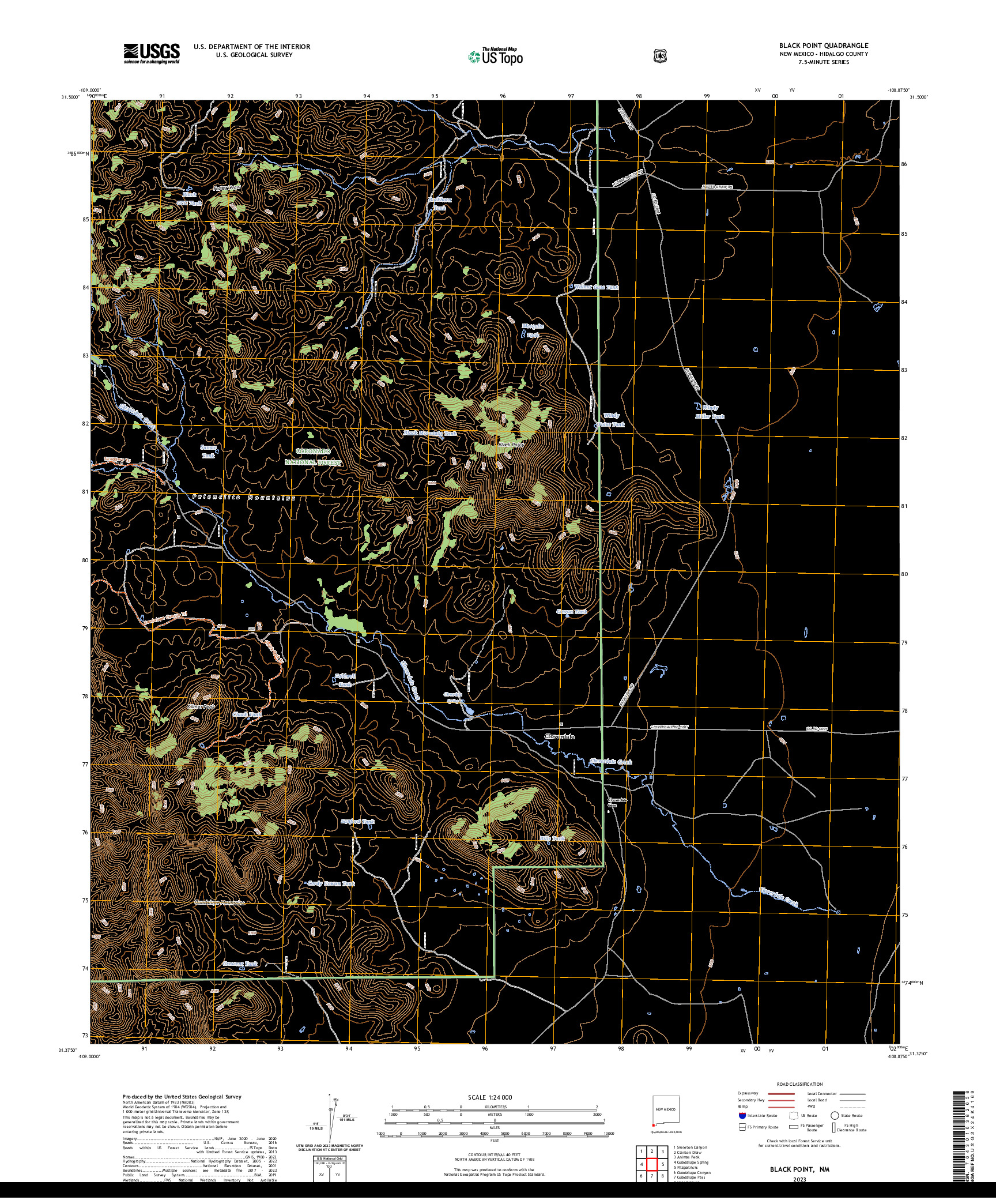 US TOPO 7.5-MINUTE MAP FOR BLACK POINT, NM