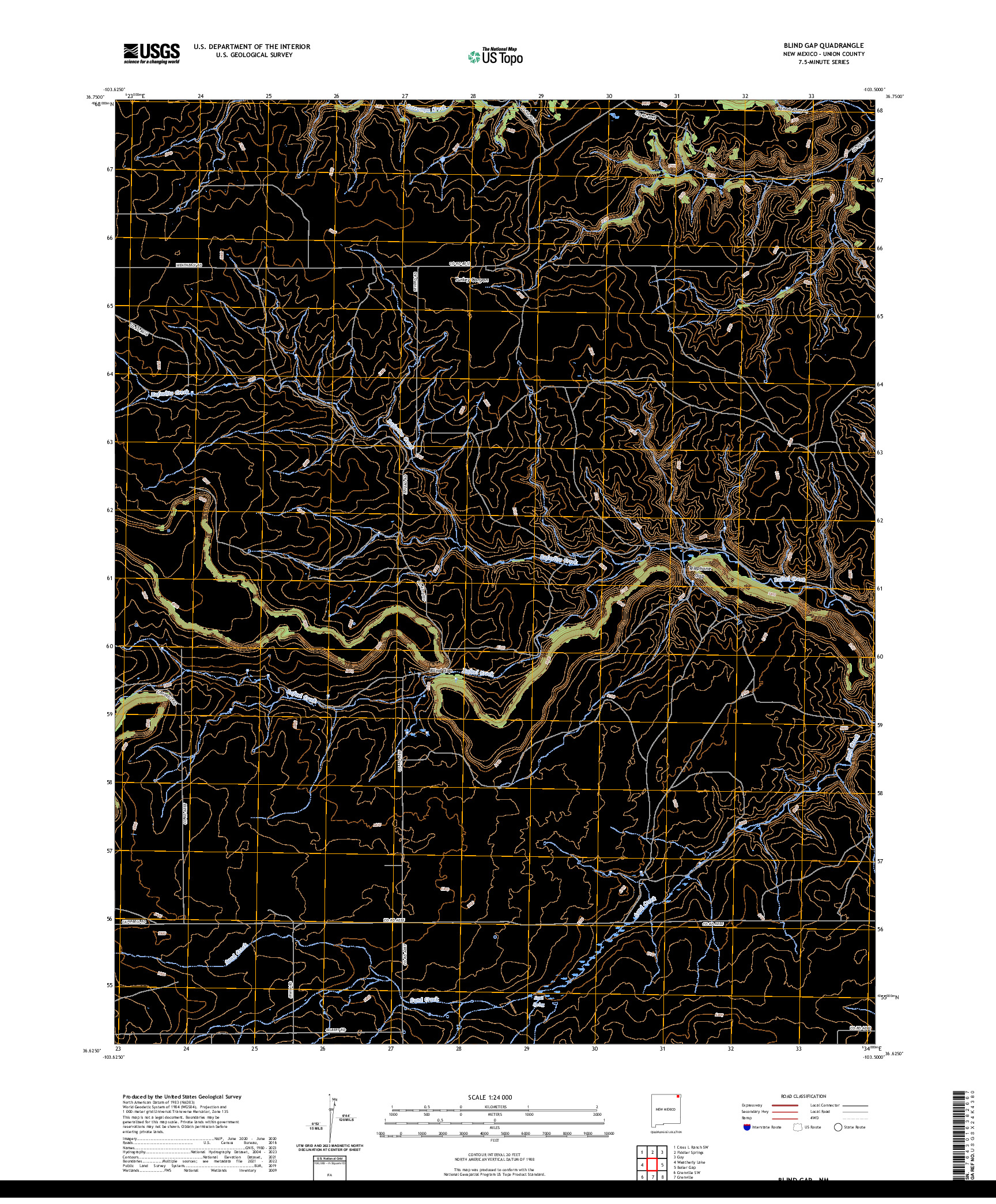 US TOPO 7.5-MINUTE MAP FOR BLIND GAP, NM