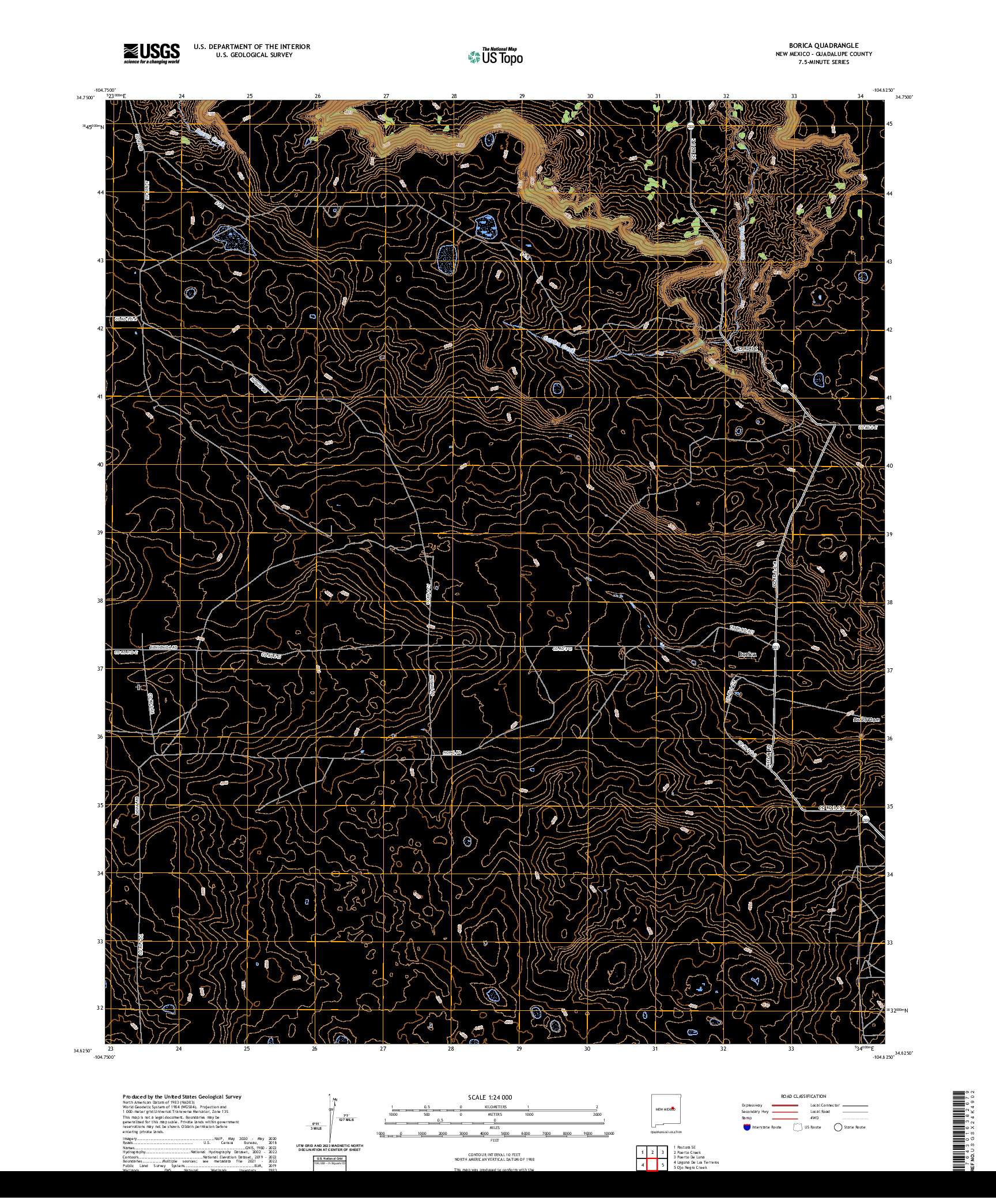 US TOPO 7.5-MINUTE MAP FOR BORICA, NM